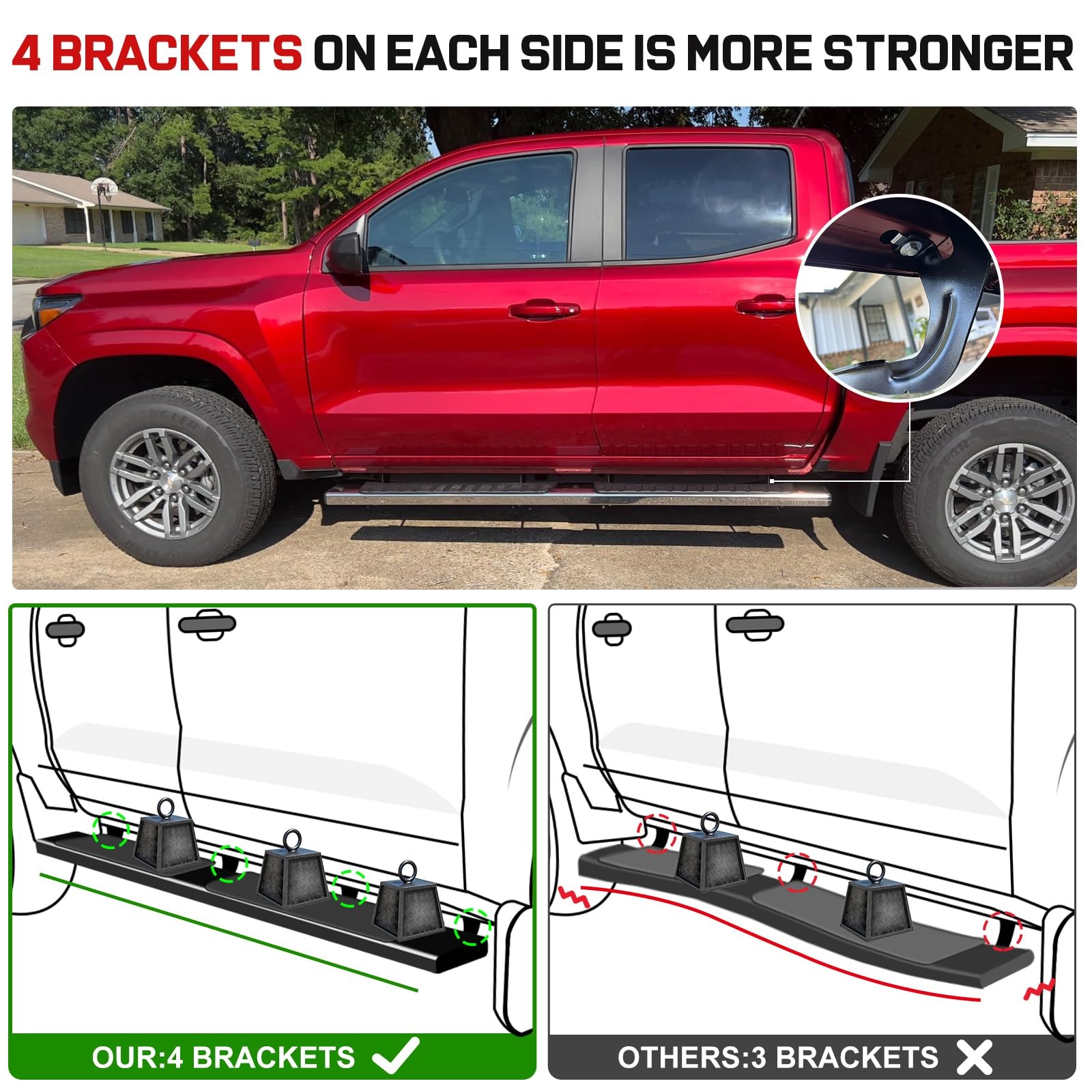 19-26 Chevy Silverado GMC Sierra 1500 2500 3500 Crew Cab 6″ Running Boards Steps
