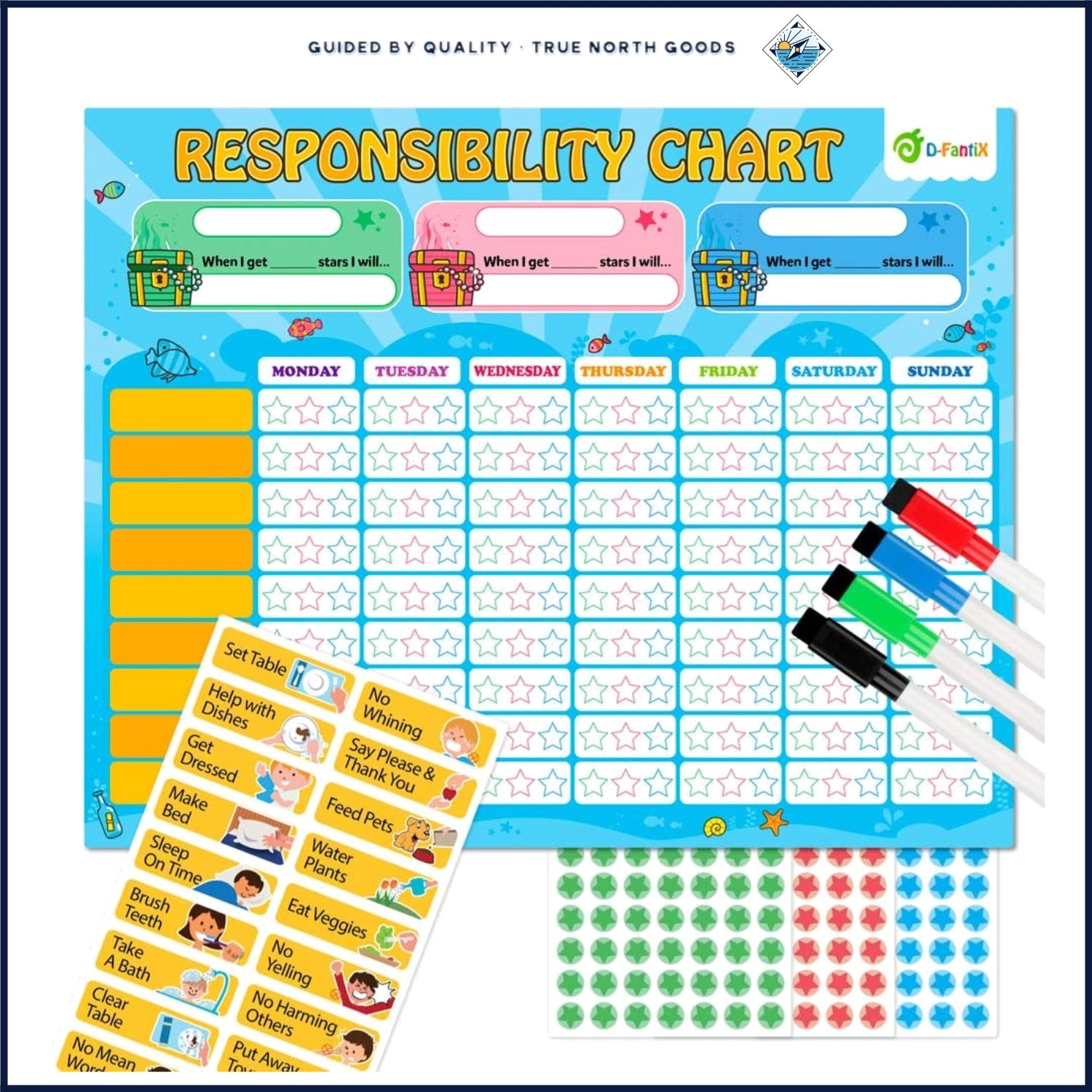 Interactive Kids Responsibility Chart with Illustrated Magnets for Daily Tasks