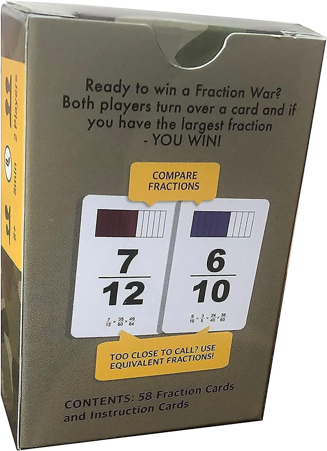 Fraction War Math Game Learn Compare Simplify Fractions 2nd-5th Grade 1 Pack