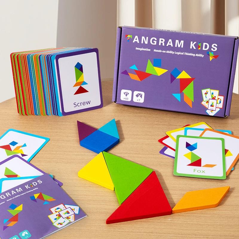 3d Wooden Tangram Puzzle Board Geometric Shapes Educational Learning Aid