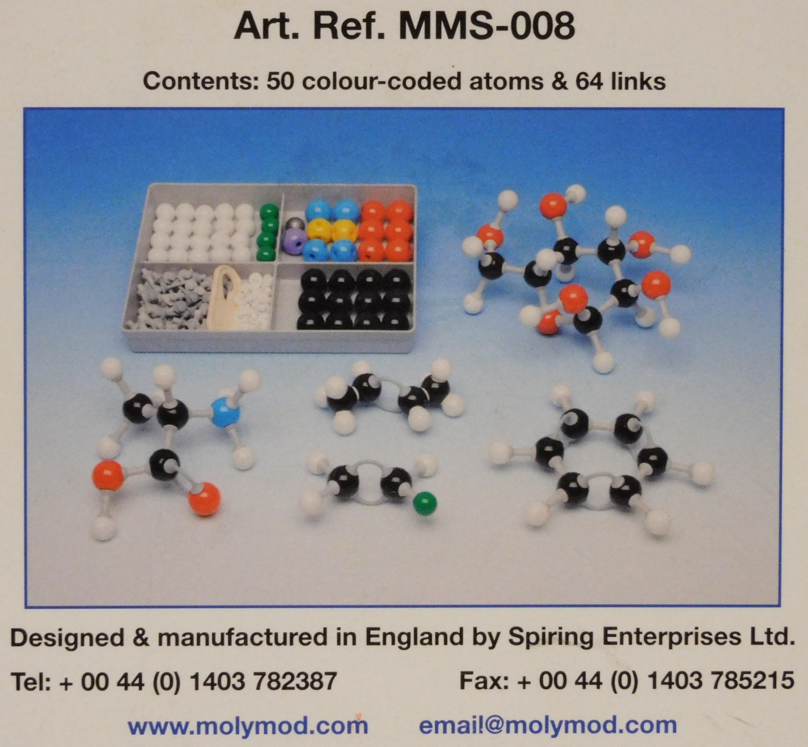 Molymod MMS-008 Organic Chemistry Molecular Model, Student Set (53 Atom Parts)