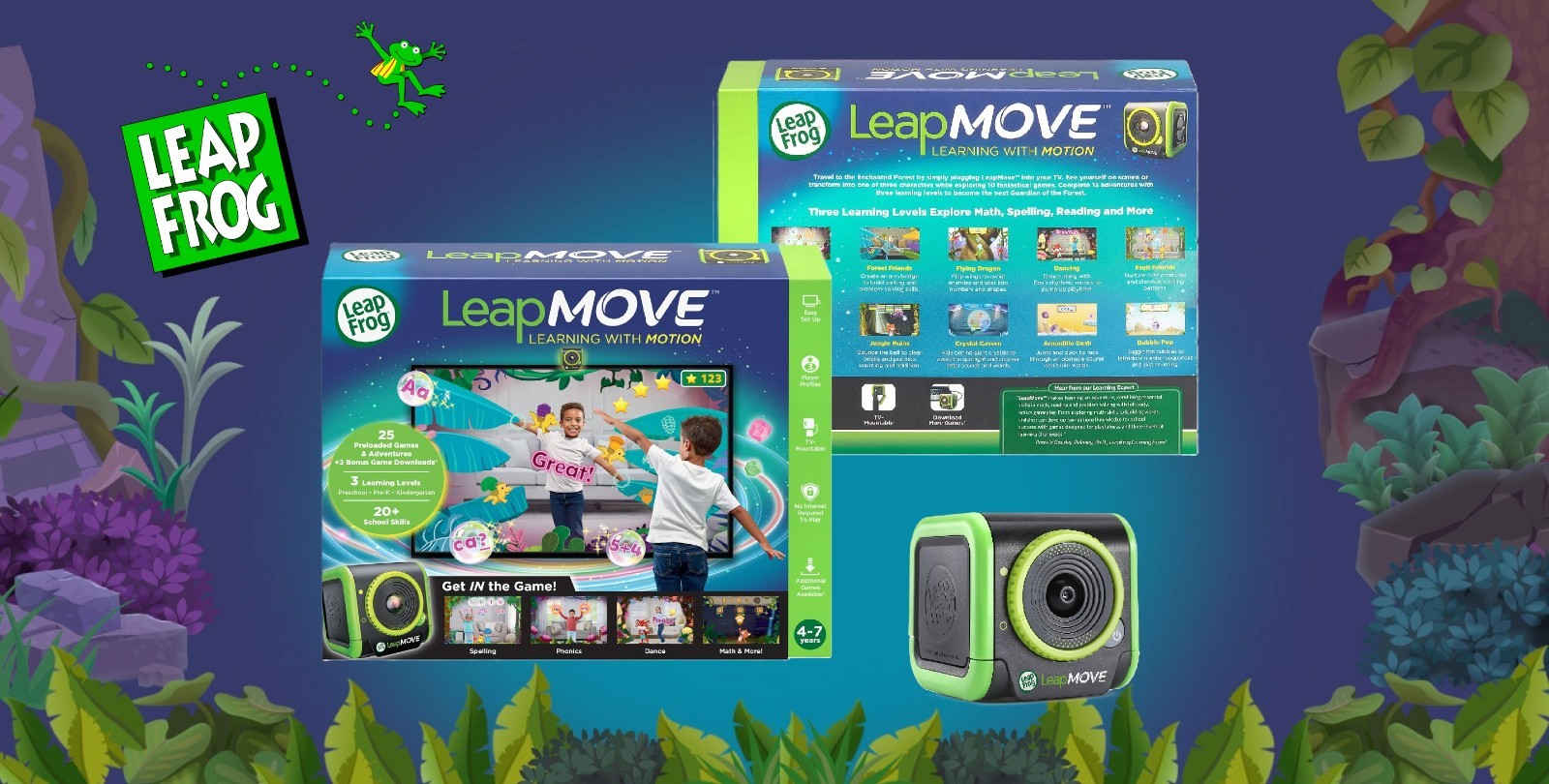 NEW LeapFrog LeapMove Gaming Console Motion-Based Learning 25 Preload Games