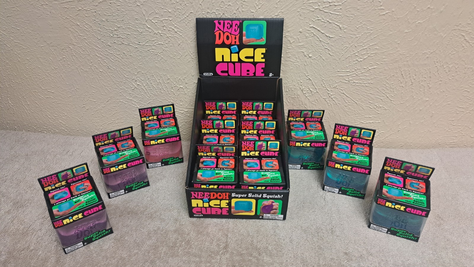 NeeDoh – Nice Cube – Lot of 12 + Display Case