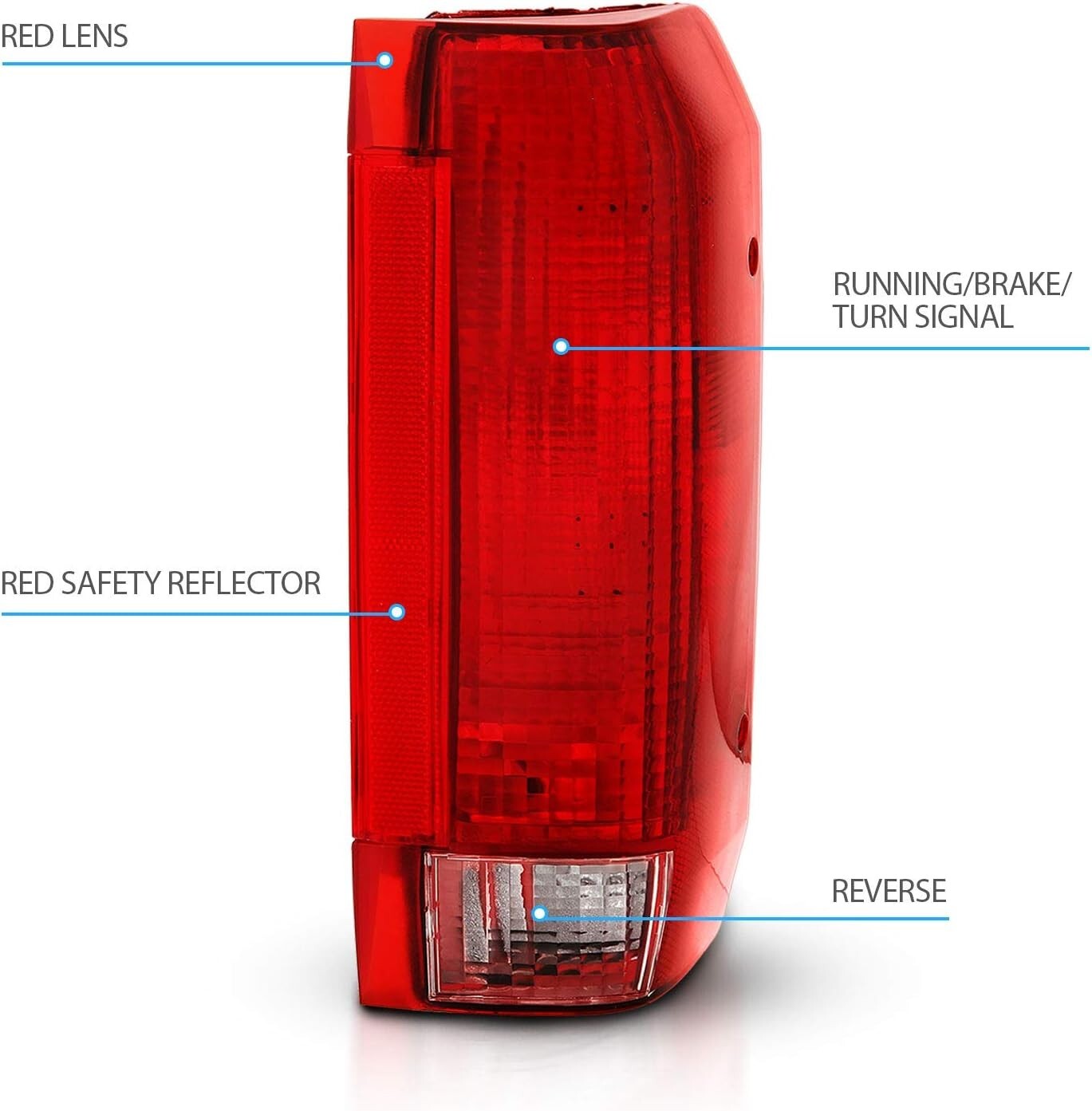 89-96 Ford F150 Bronco 89-98 Ford F250 F350 Red Tail Lights Assembly Pair DOT