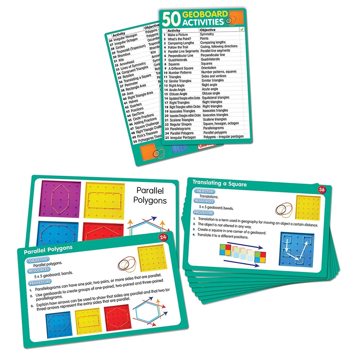 Junior Learning JL342 50 Geoboard Activities, Multi Medium Medium,