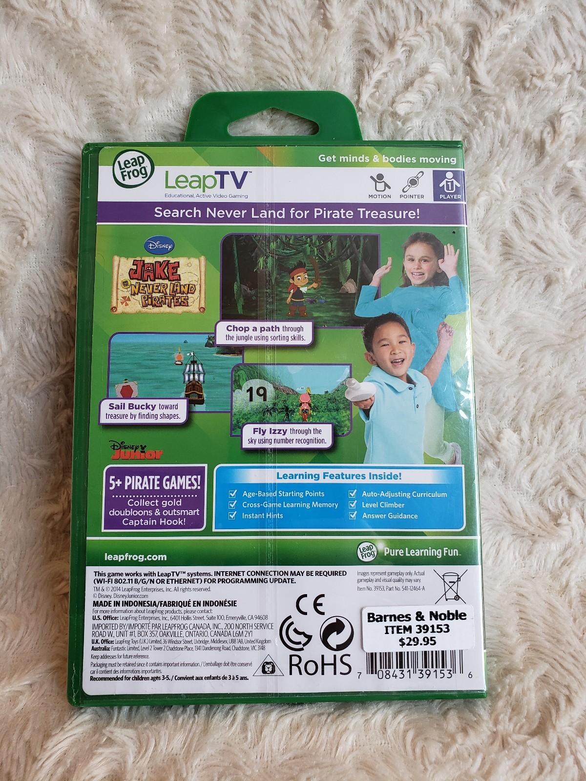 LEAP FROG Leap TV Pre-K – Kinder 3-5 yrs JAKE Neverland Pirates Math NEW Sealed