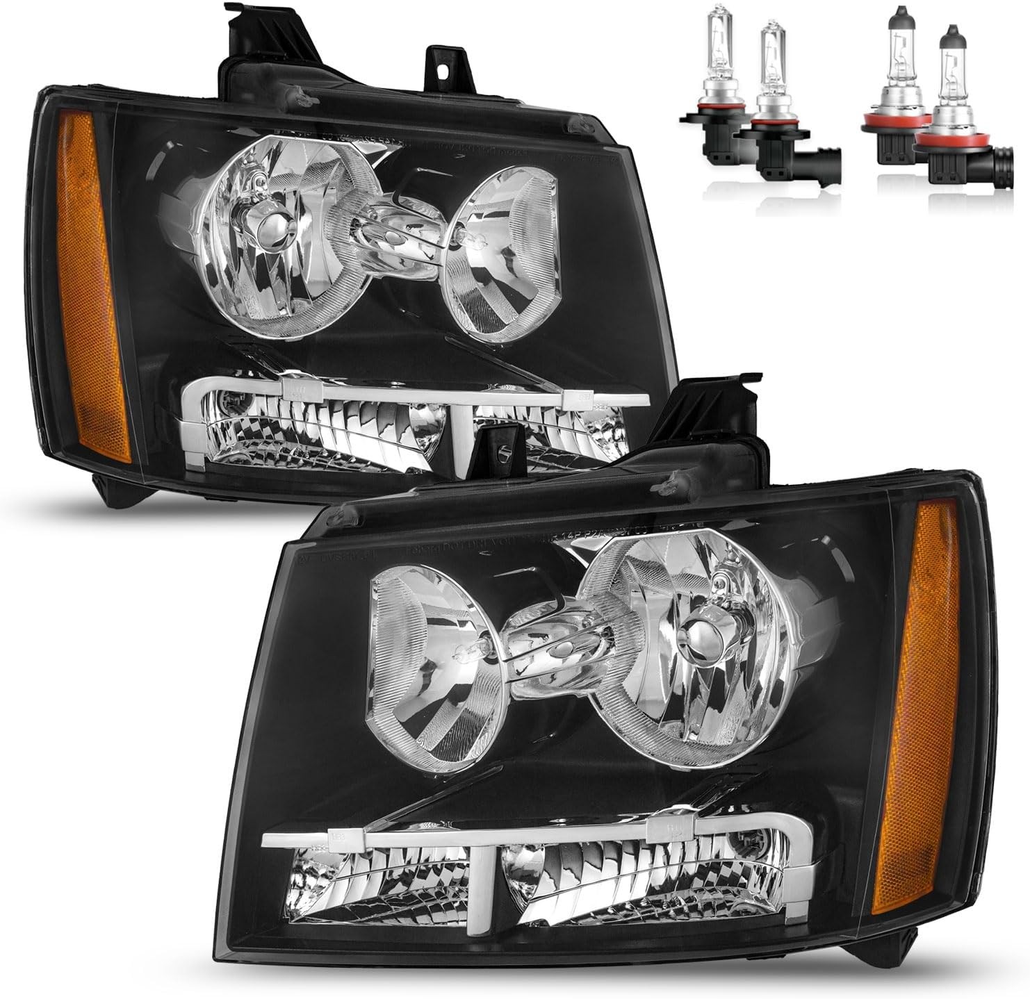 Headlights w Bulbs Chevy Tahoe Suburban 2007-2014 Pair