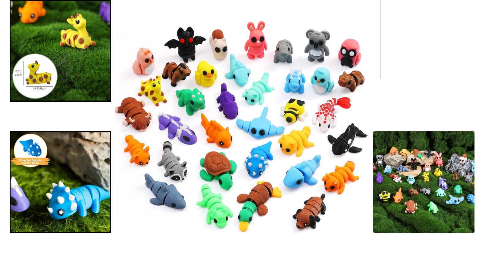 Articulated Mini Animals – 35 Pcs Fidget Toys for Imaginative Play & Rewards