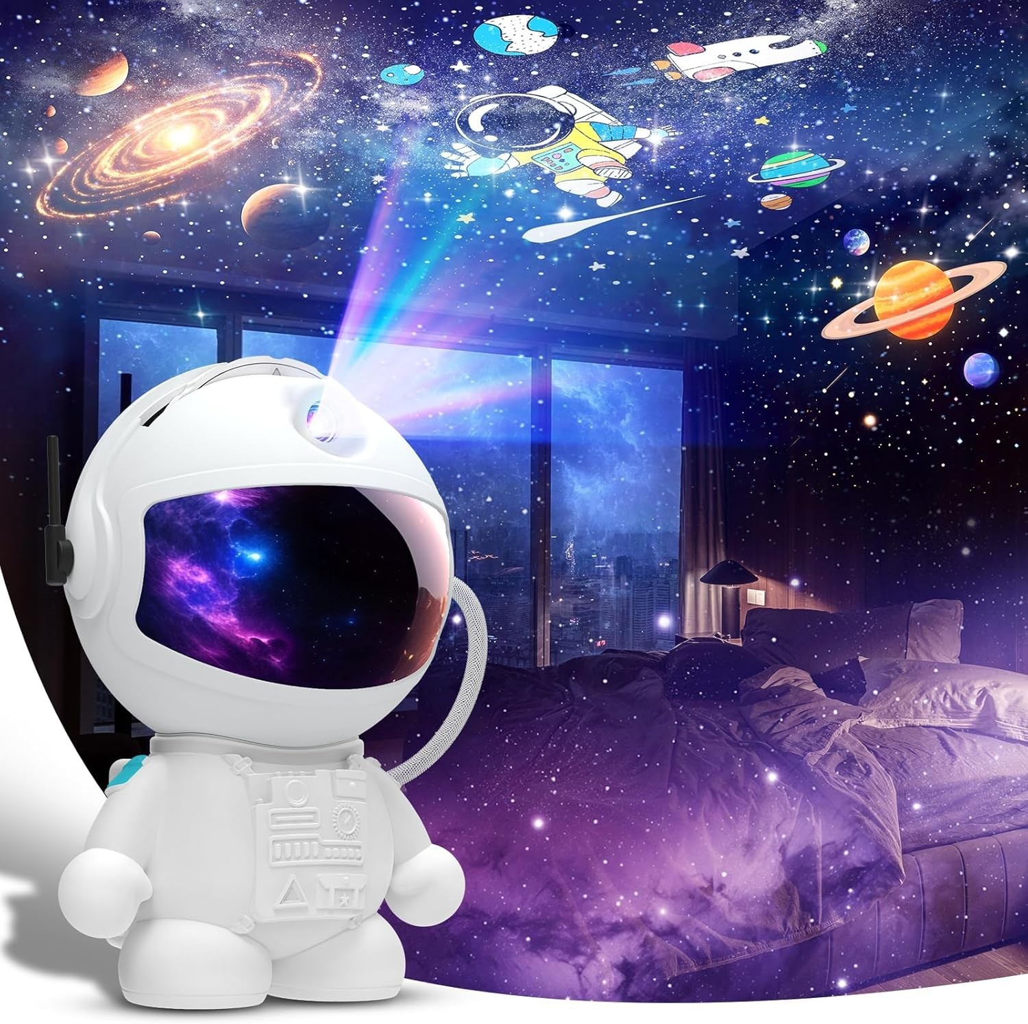 Astronaut Galaxy Projector: 12 HD Image Discs & Adjustable Brightness