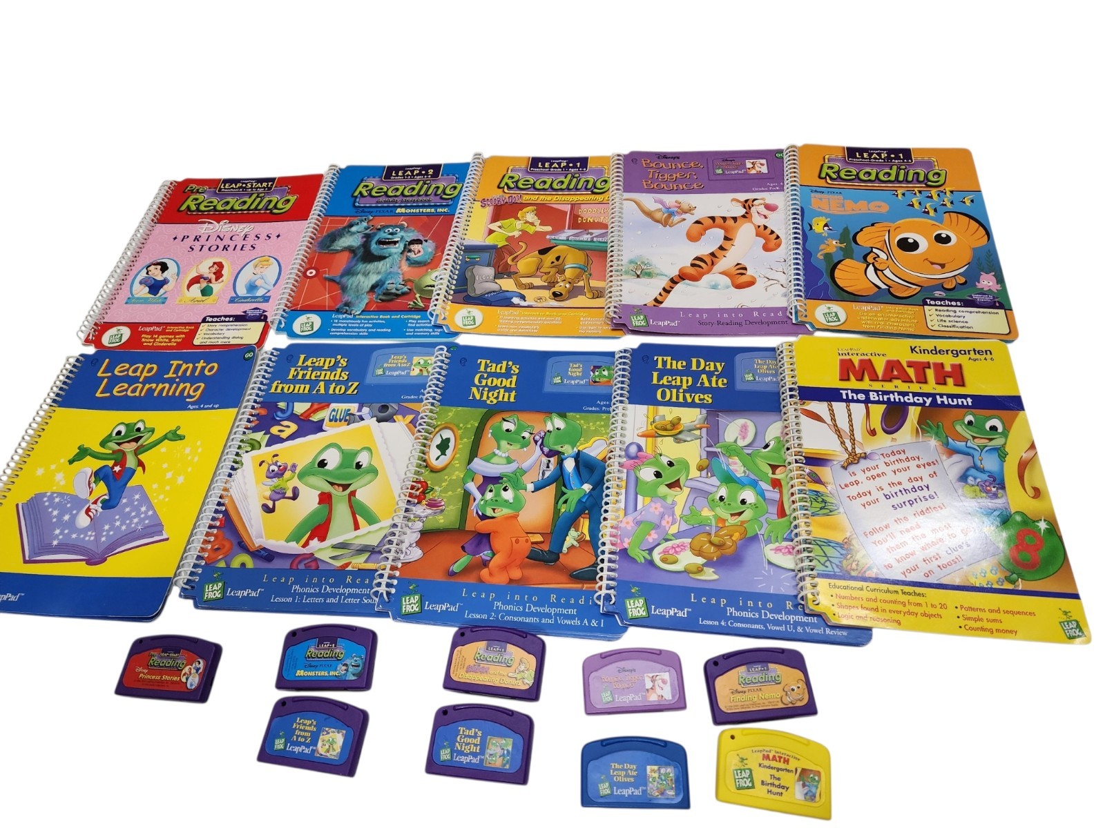 LeapFrog LeapPad Learning Books Cartridges Lot 10 Books with 9 Cartridges