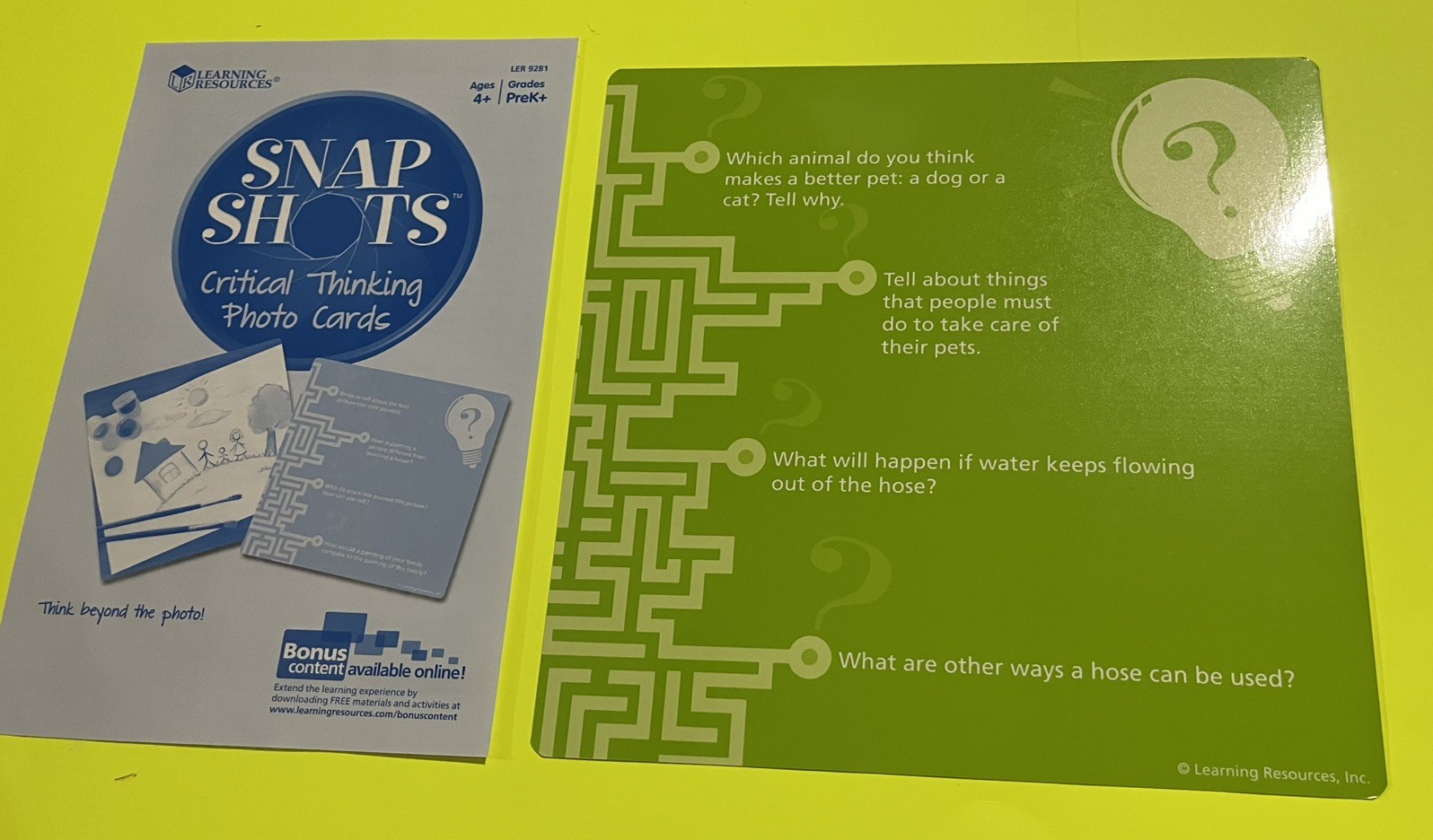 SNAP SHOTS Critical Thinking Photo Cards-PreK Grade 40 Photo Cards, 150 Question