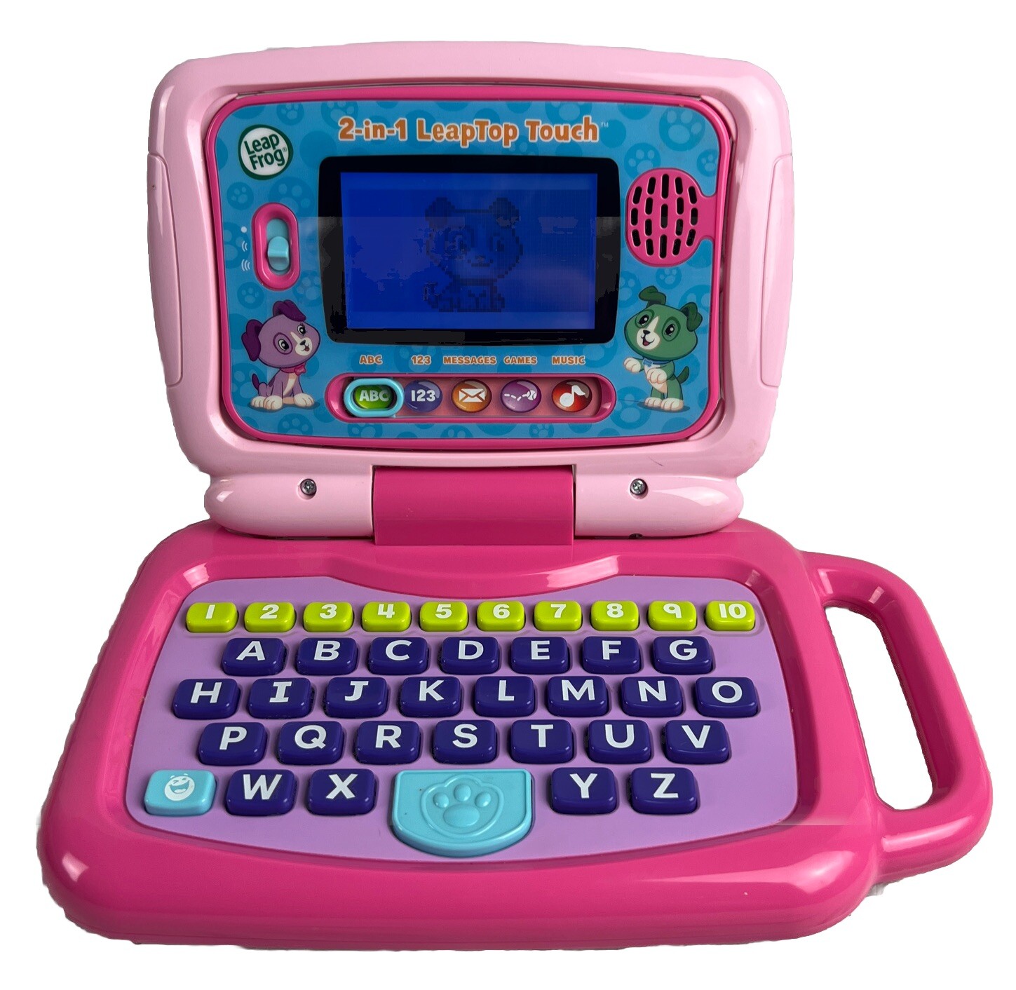 LeapFrog 2 in 1 LeapTop Touch Girls Pink Childs Learning Toy ABCs 123s (Z)
