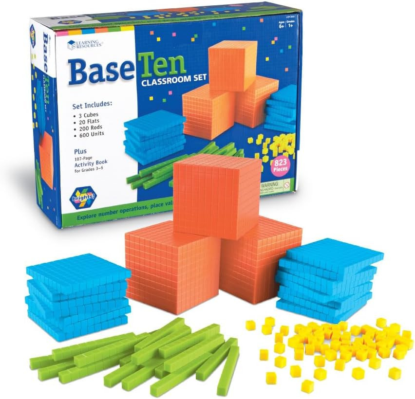 823 Piece Base Ten Manipulatives Classroom Set for 20-25 Students Ages 6+