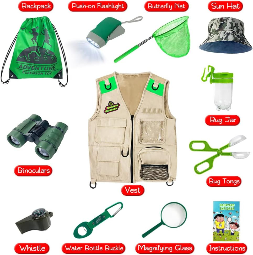 Outdoor Explorer Kit & Bug Catcher Kit with Vest, Outdoor Toy Gift for 3 4 5 6 7