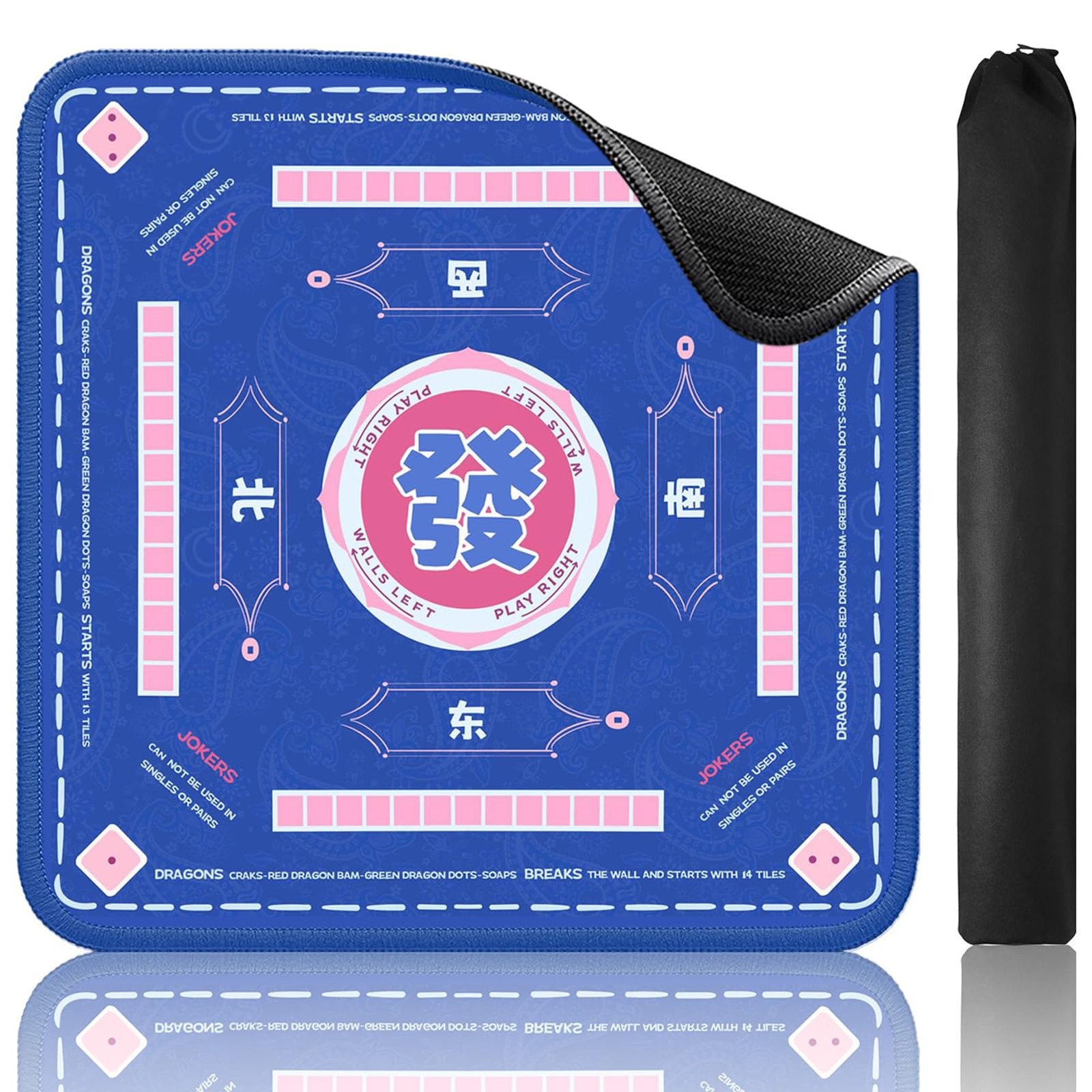 TIASUSAN Blue Mahjong 33 x 33 x 0.08 inches (83.8 x 83.8 x 0.2 cm),