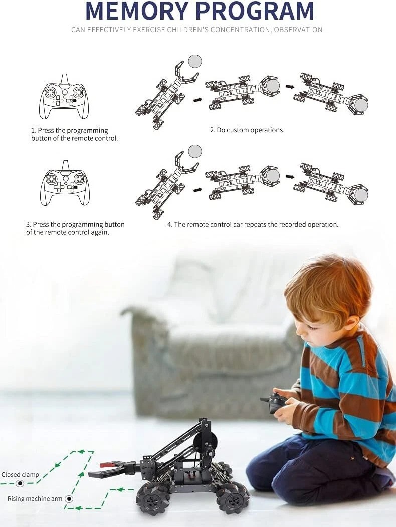 Smart Robot Arm Kit,2-in-1 Science Kits with 4-DOF Robotic Car,Electronic Pro…