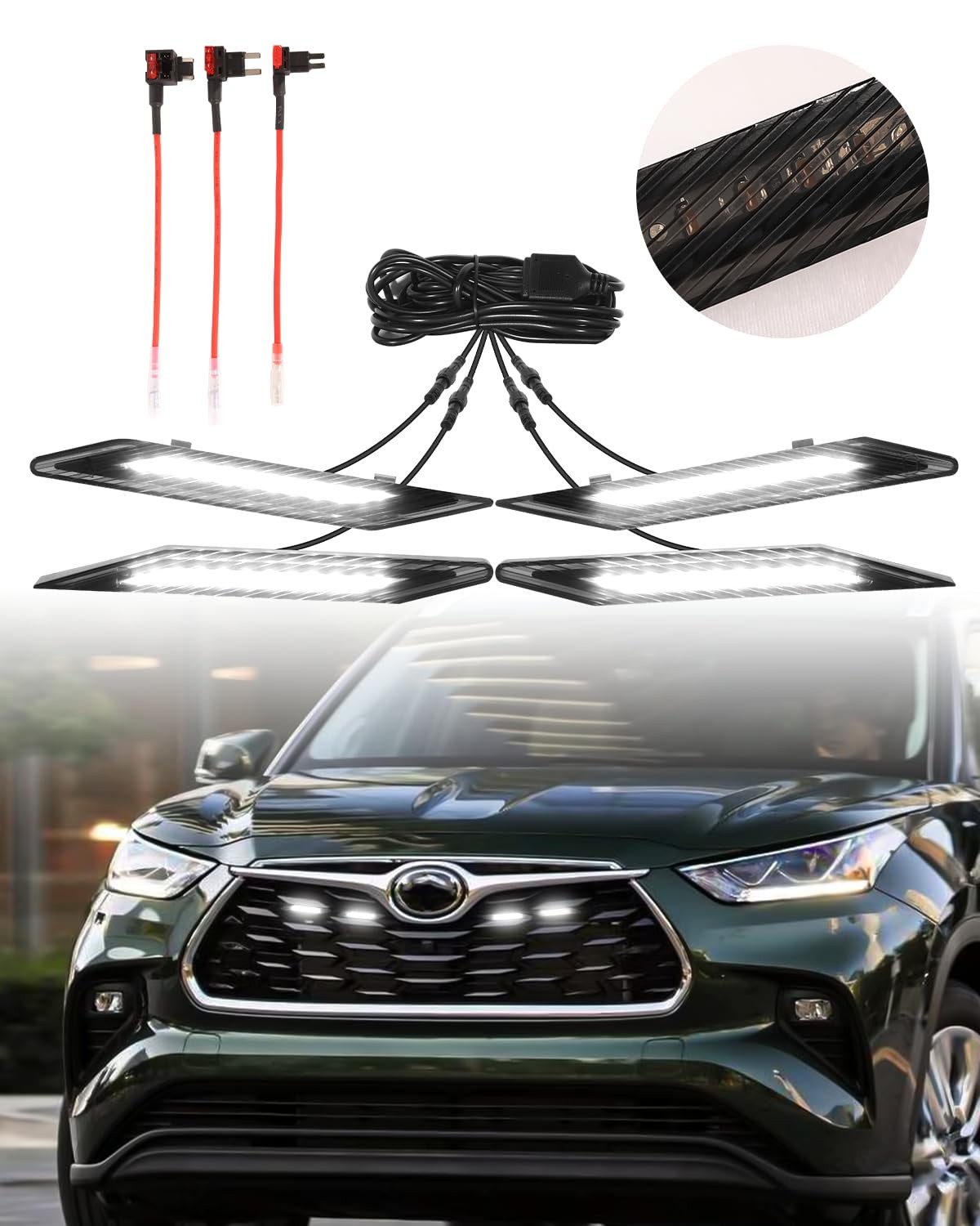 LED Toyota Highlander Front Grille Lights Bar 2024 2023 2022 2021 2020 LED LED
