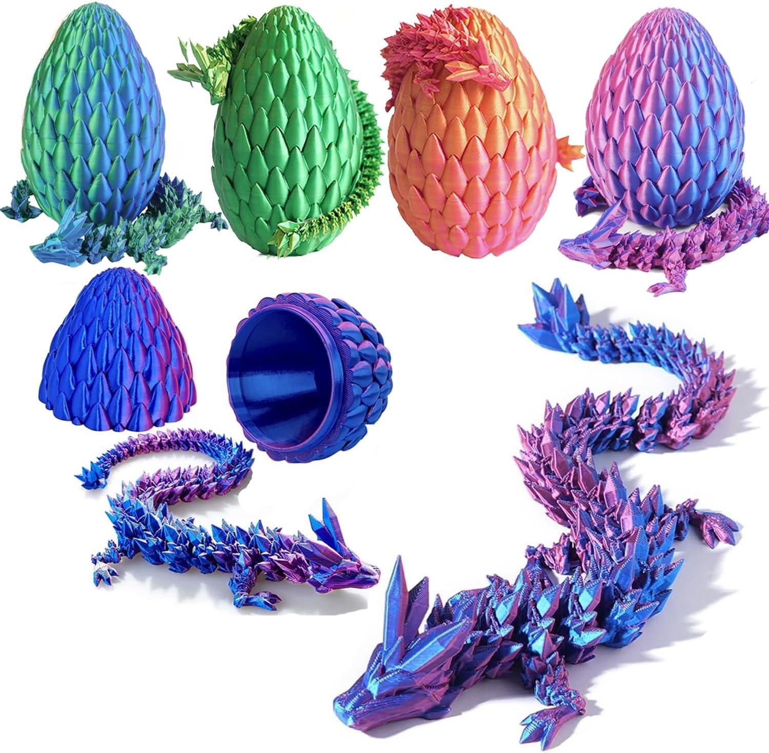 12inch 3D Printed Dragon Egg,Mystery Crystal Fidget Laser Purple