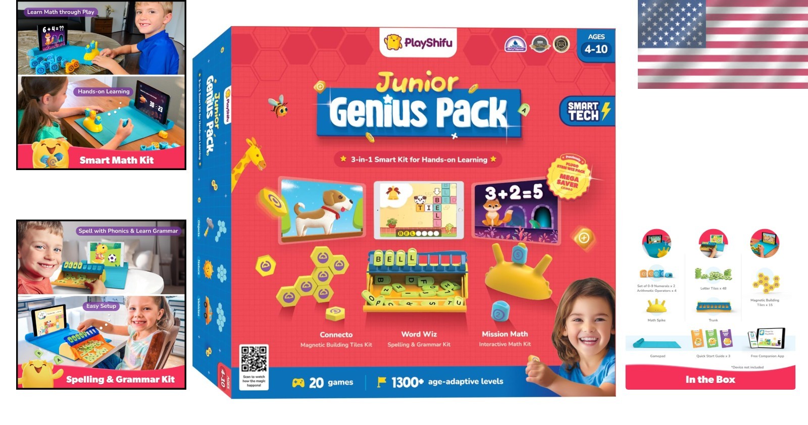 Genius Pack 3-in-1 STEM Learning Kit: Word Wiz, Mission Math & Connecto