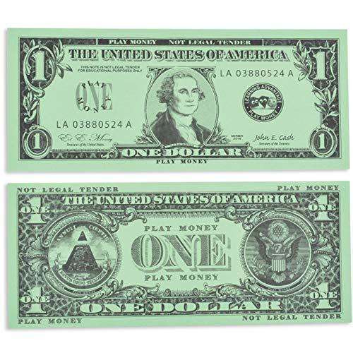 LEARNING ADVANTAGE One Dollar Play Bills – Set of 100 $1 Paper Bills – Designed