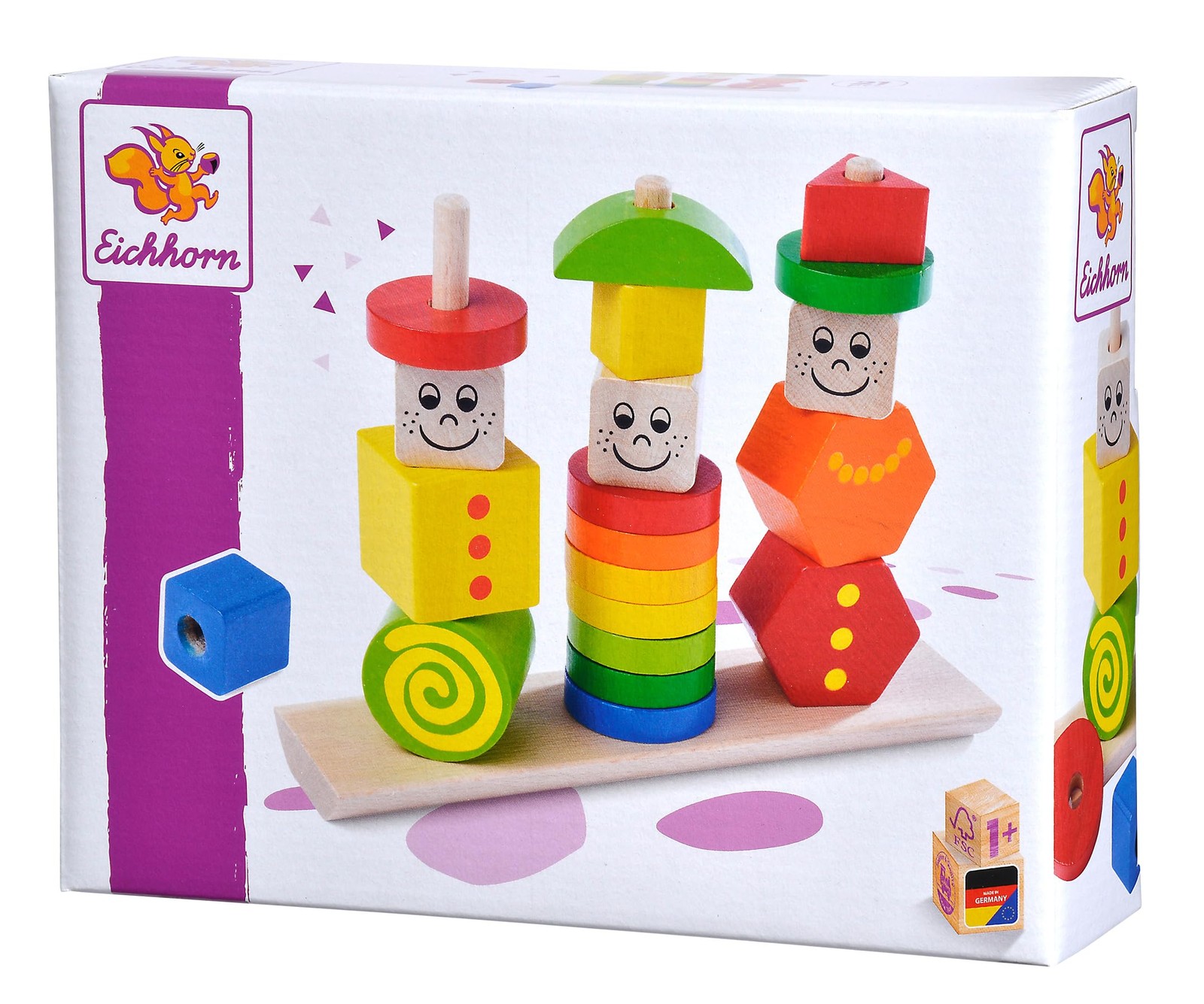 Eichhorn Wooden Figures Jigsaw Puzzle, 20 Pieces, 3 Pegs with Plug-In Pieces, Be