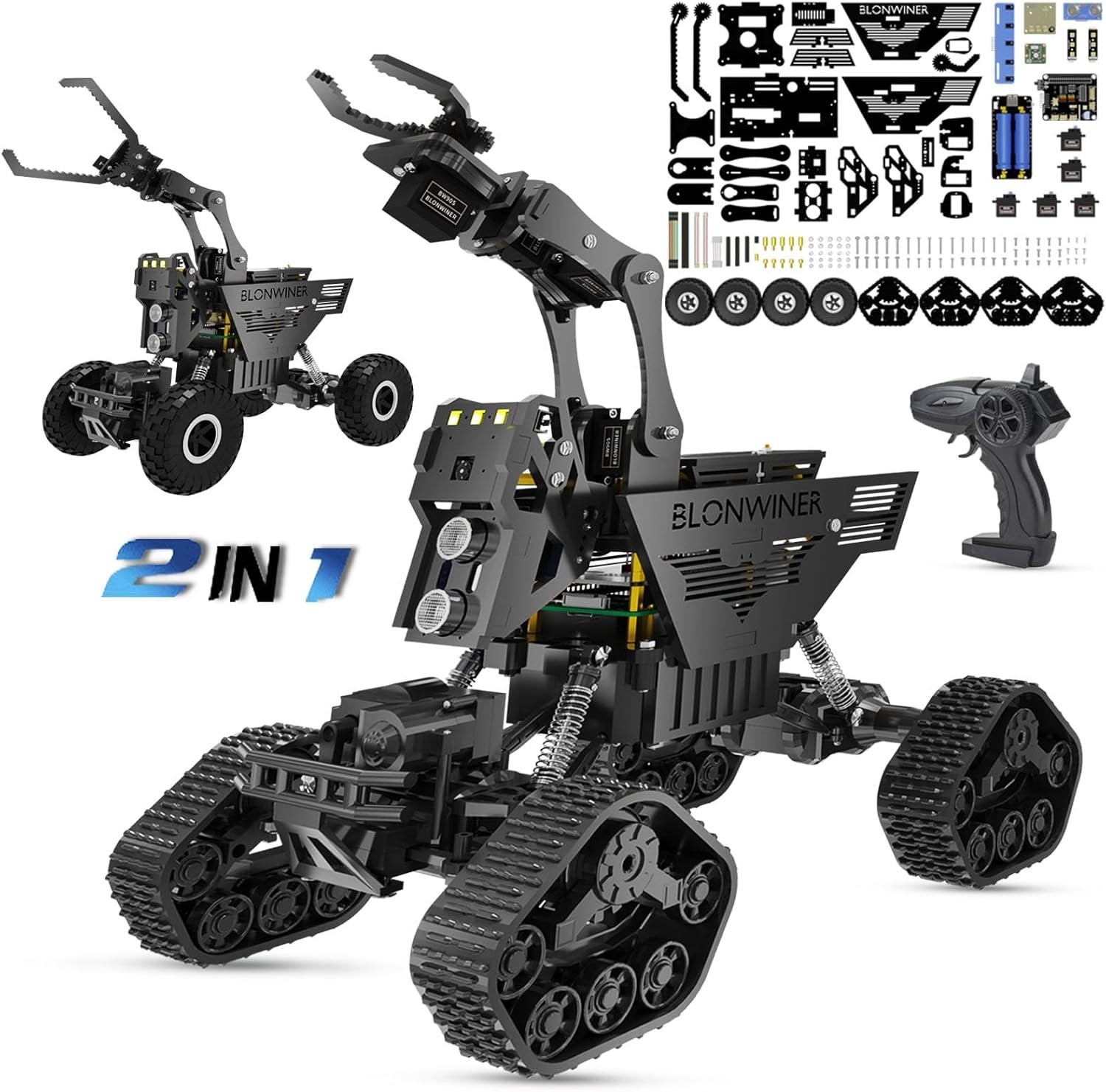 Robot Car Kit, 2 in 1 Smart Robotics Arm Building Toy for Raspberry Pi Python Co