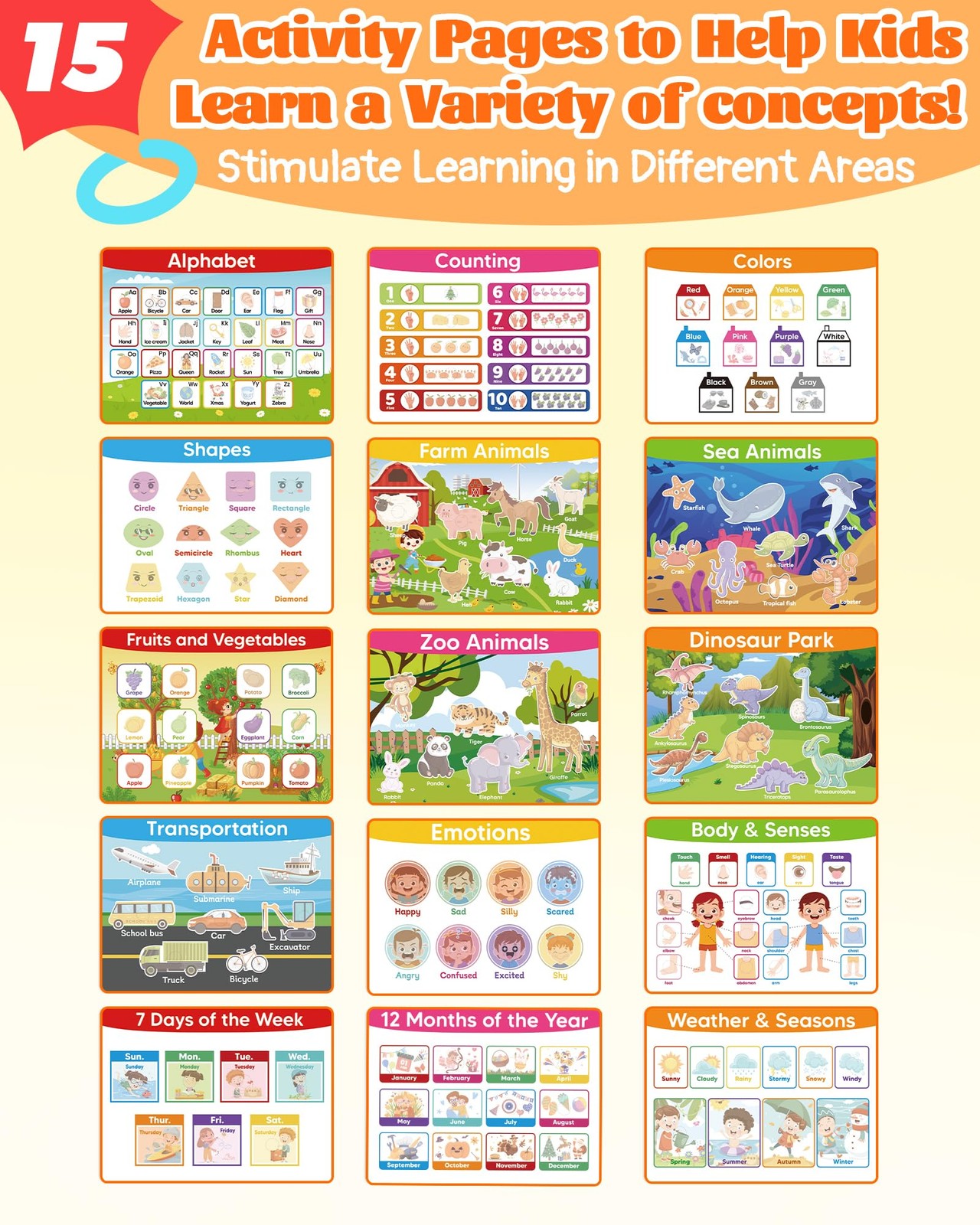 Busy Book for Toddlers – Preschool Learning Activities, 10.4″ x 8″, Blue