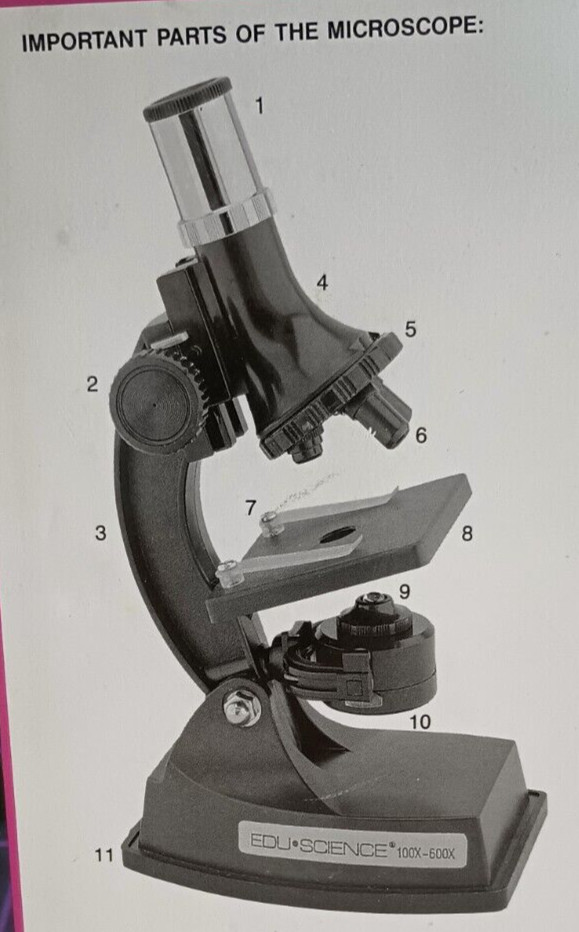 Vintage Edu Science Microscope Lab 1989 Parts Only 600x 300x 100x Stage Prop