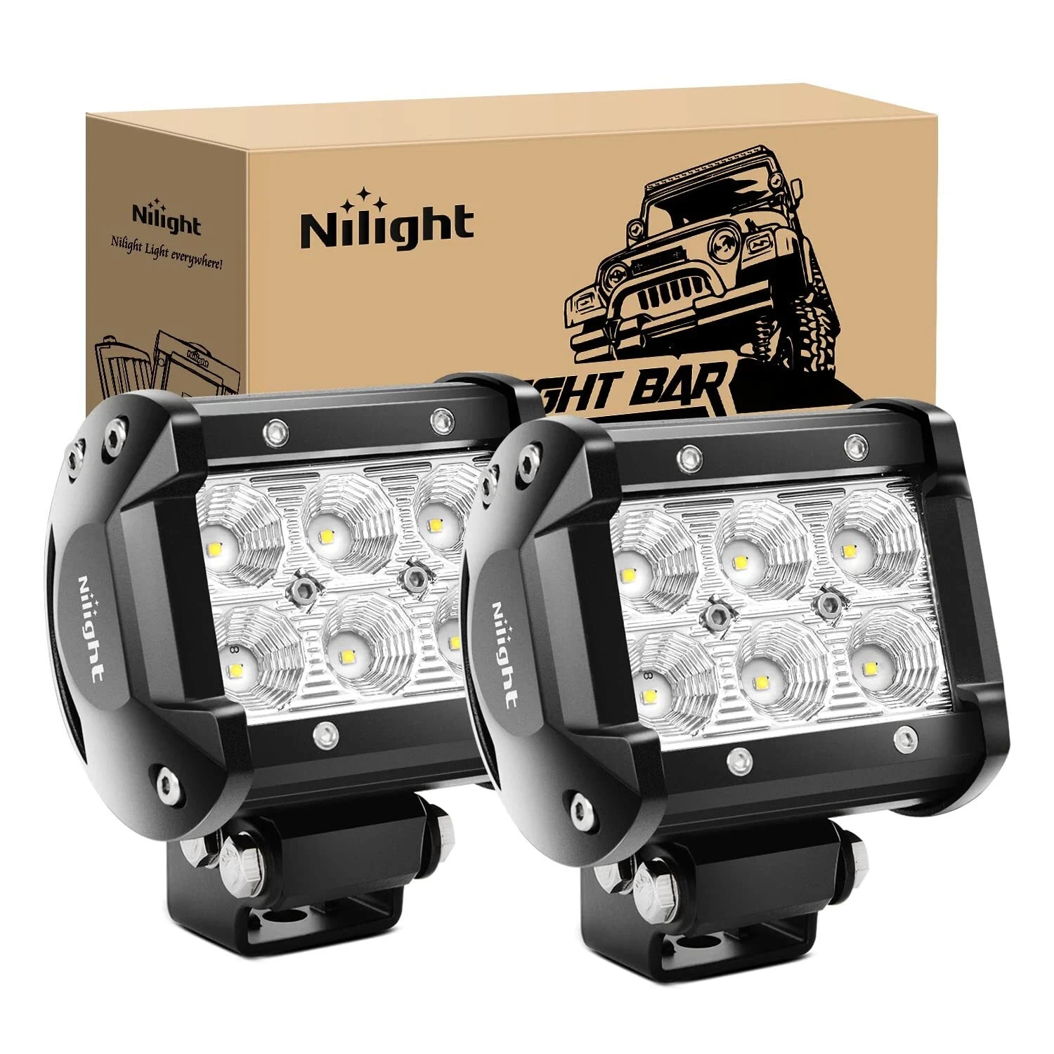 Nilight Led Pods 2Pcs 18W 1260LM Flood Led Off Road Lights Super Bright Drivi…