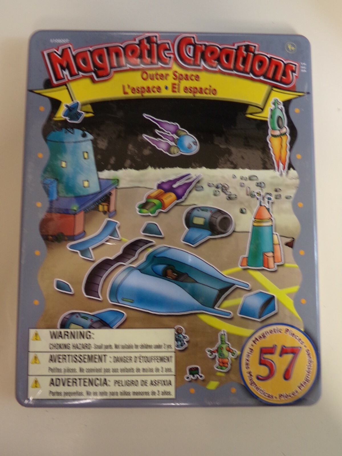 MAGNETIC CREATIONS OUTER SPACE PLAYSET 57 Pieces – NEW, STILL SEALED METAL BOX