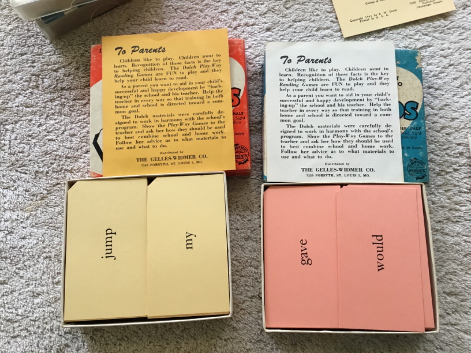 1953 Popper Words Flash Cards Set One and Two] Vocabulary Learn The Play Way