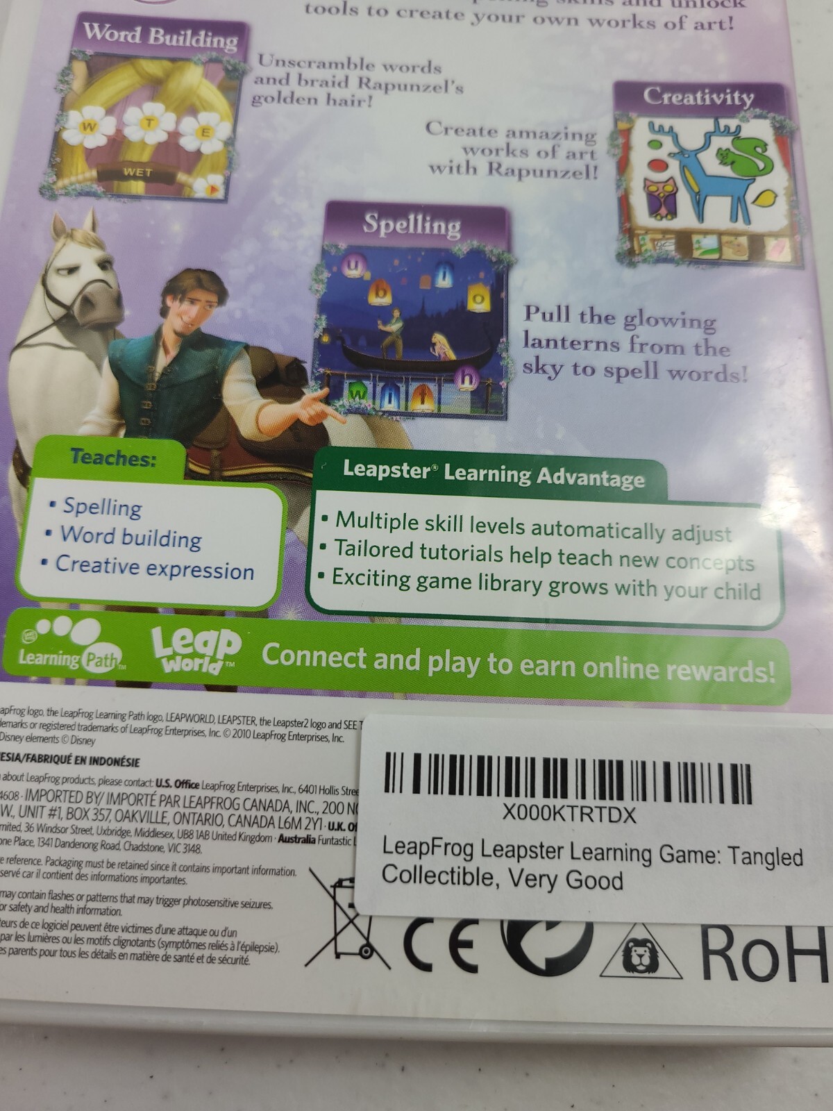 Disney Tangled LeapFrog Leapster Reading – Spelling Word Building Creativity 4-7