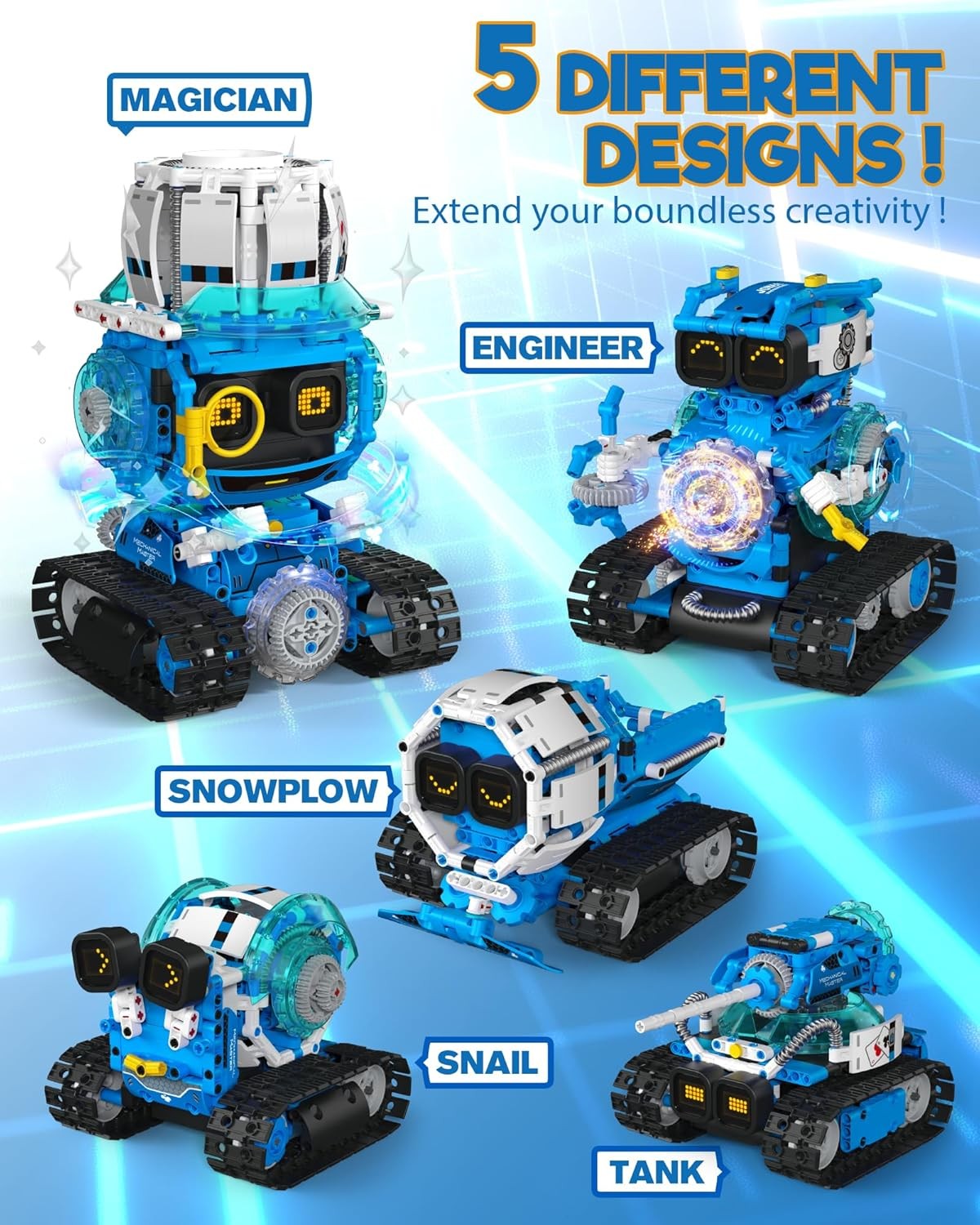 STEM Robot Building Kit 5 in 1 494PCS Remote App Control Toy