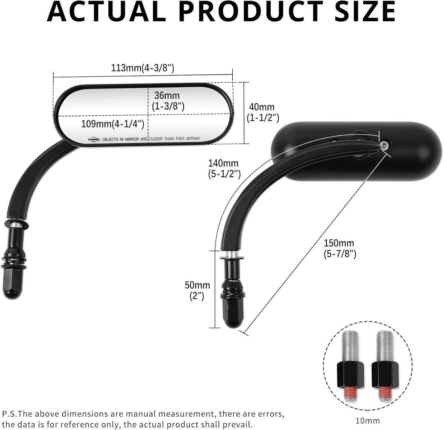8mm 10mm Motorcycle Mini Black Sportster Mirrors