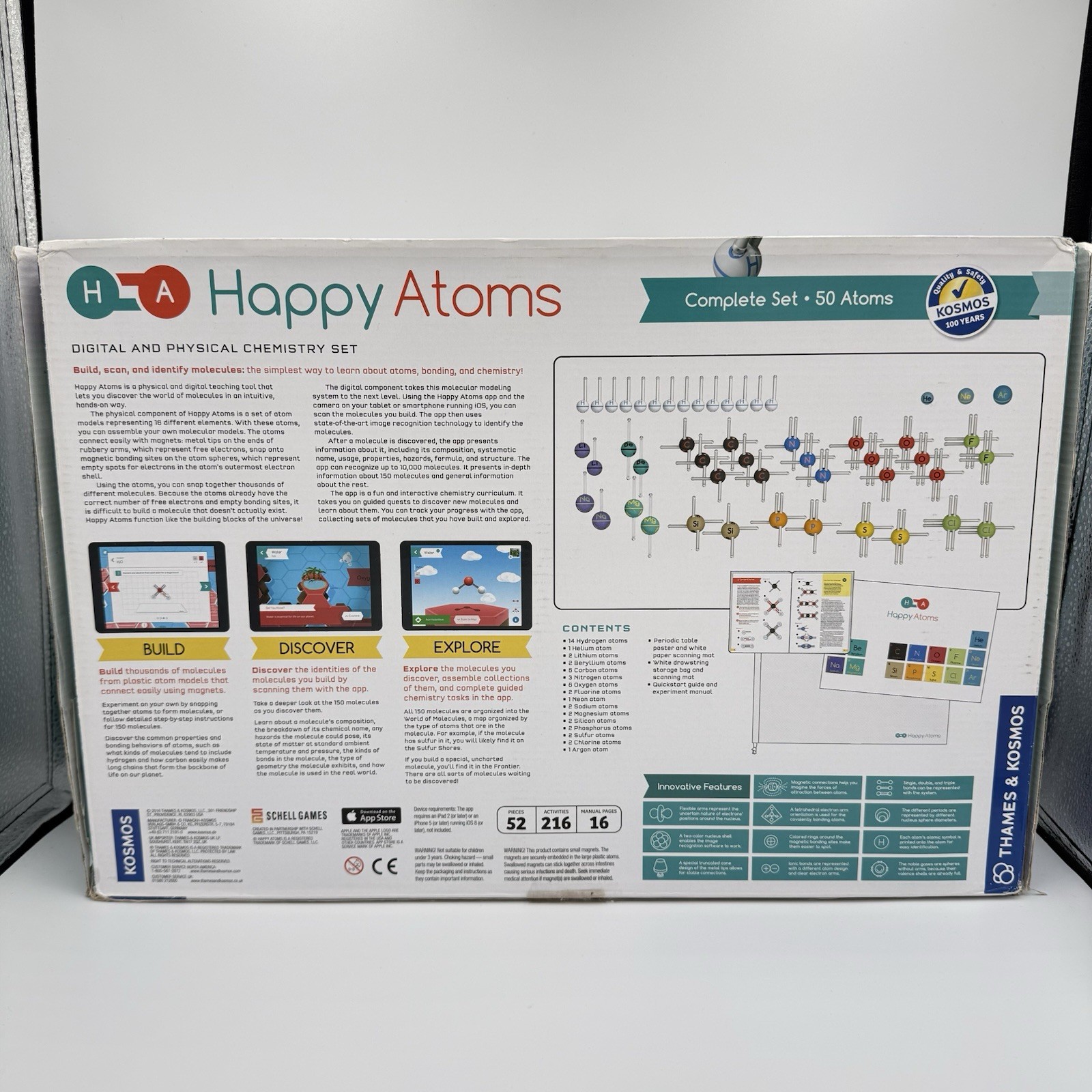 Thames & Kosmos LARGE Happy Atoms Experiment Set 50 Magnetic Atoms COMPLETE! EUC