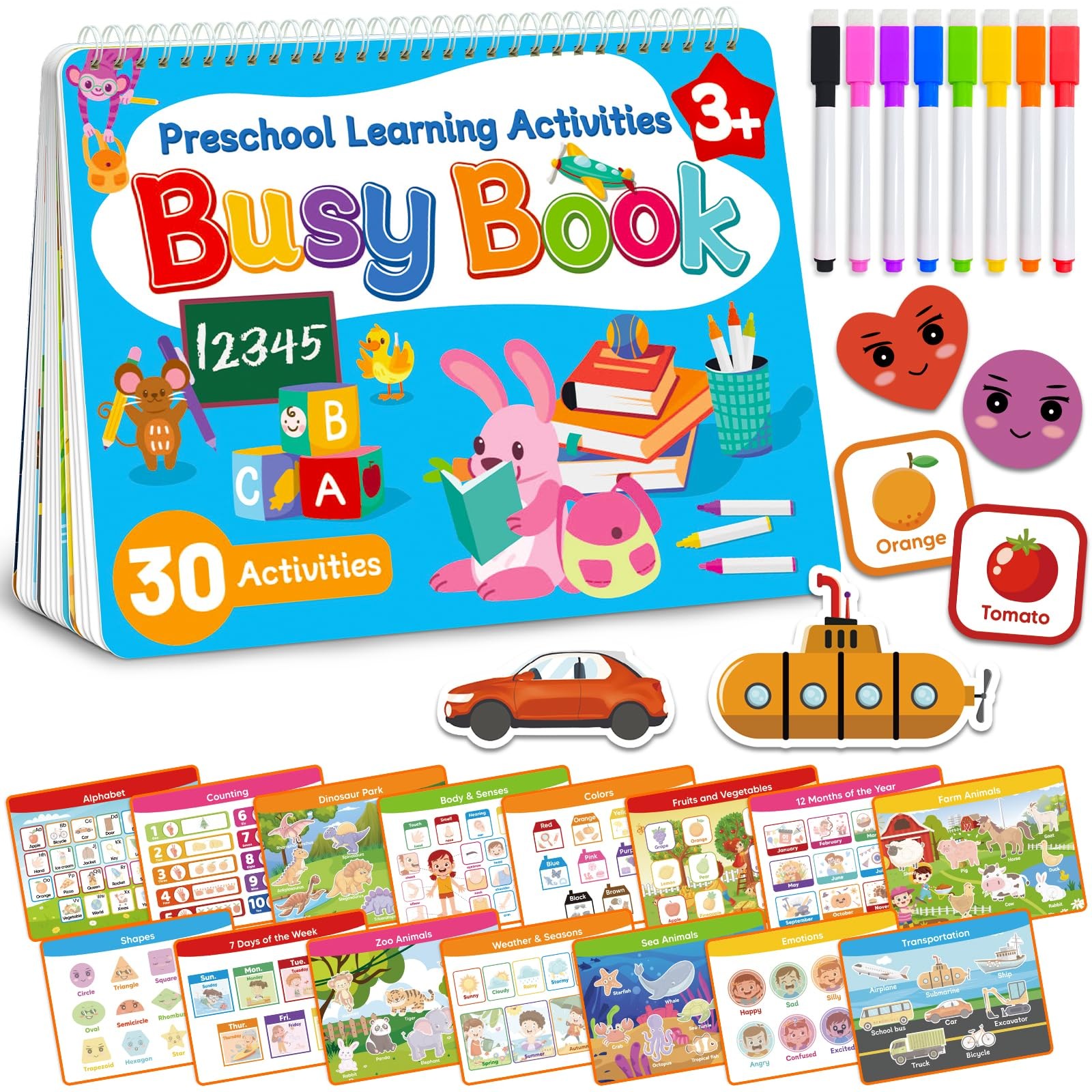 Busy Book for Toddlers – Preschool Learning Activities, 10.4″ x 8″, Blue