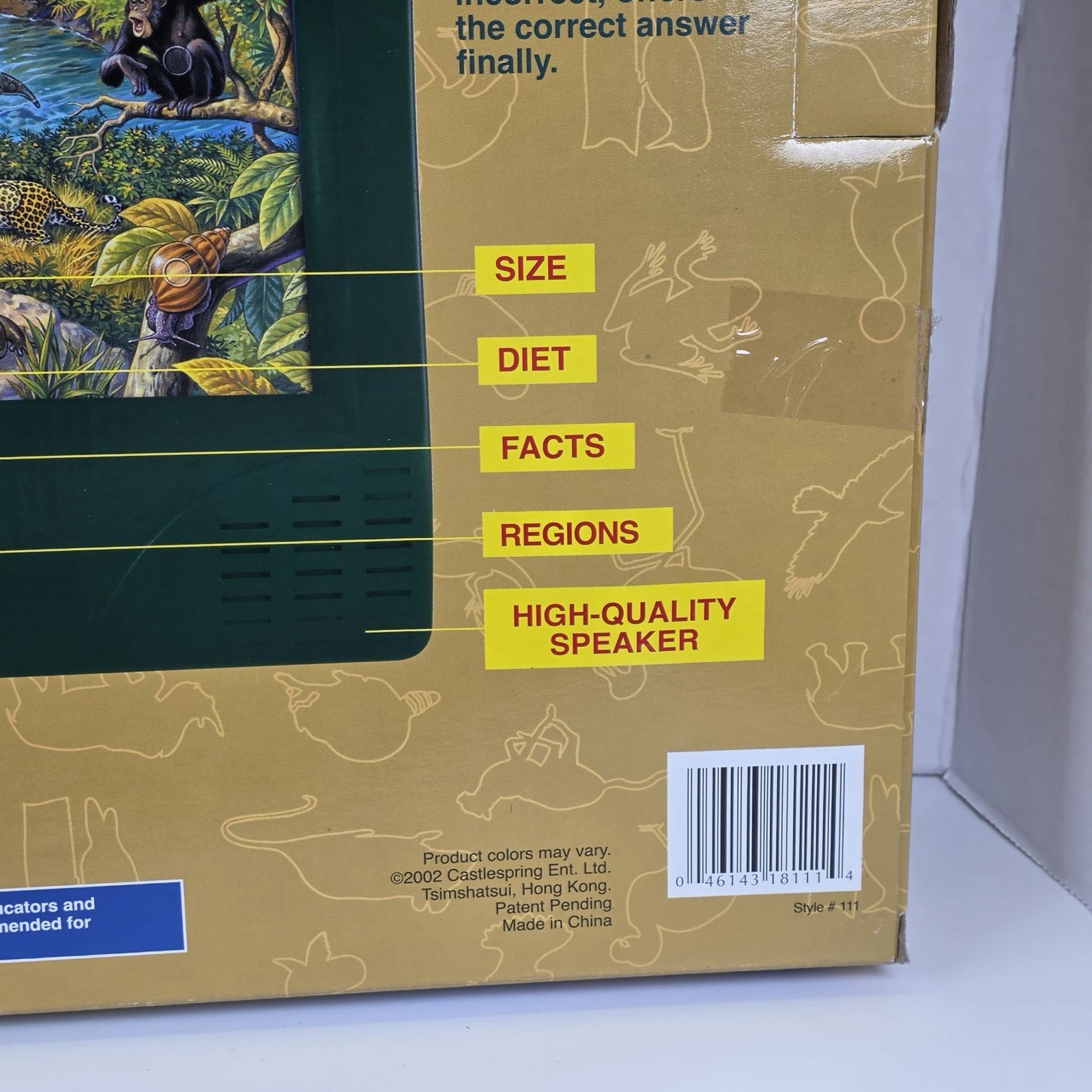 GEO GENIUS GREEN JUNGLE ANIMALS INTERACTIVE QUIZ TOY SOUND HABITAT FACTS 1998