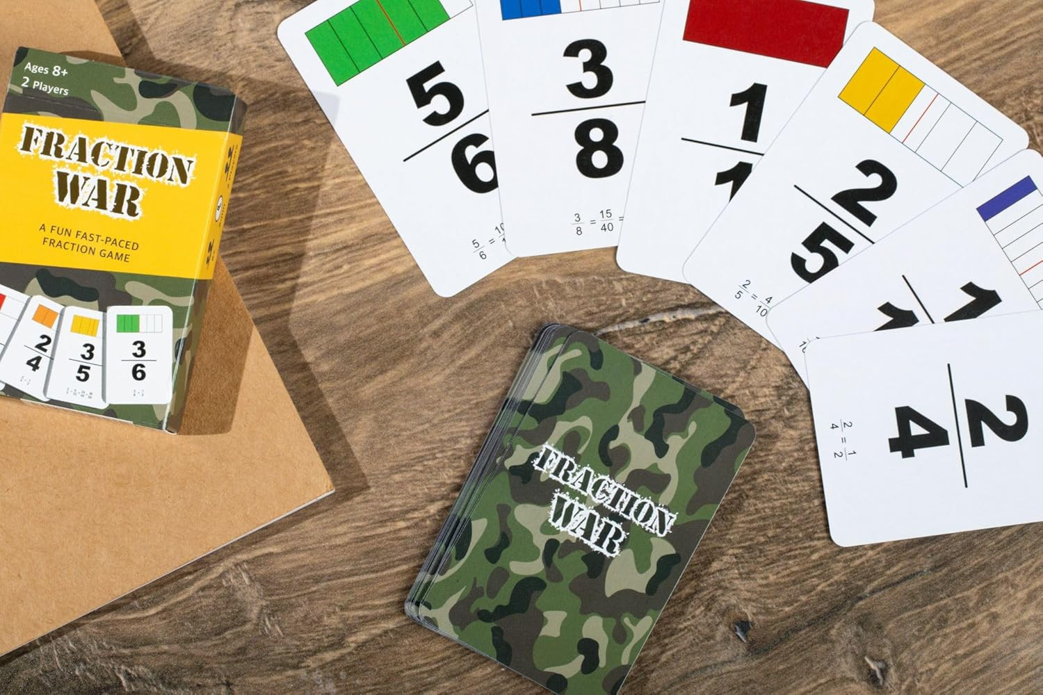 Fraction War Math Game Learn Compare Simplify Fractions 2nd-5th Grade 1 Pack