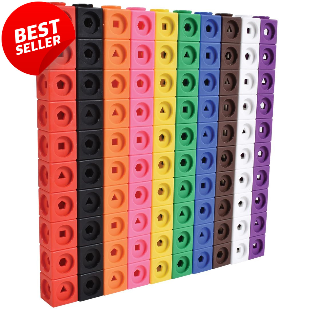 100PCS Math Cubes Counting Blocks 5 Shapes 10 Colors Preschool Manipulatives -US