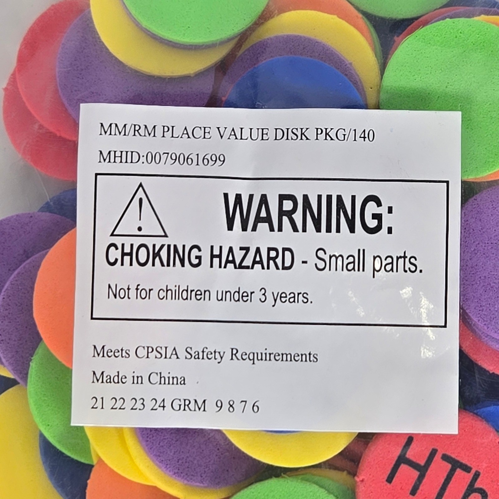 32 pkg MM/RM Place Value Disk 140 Count Foam Math Manipulatives MHID 0079061699