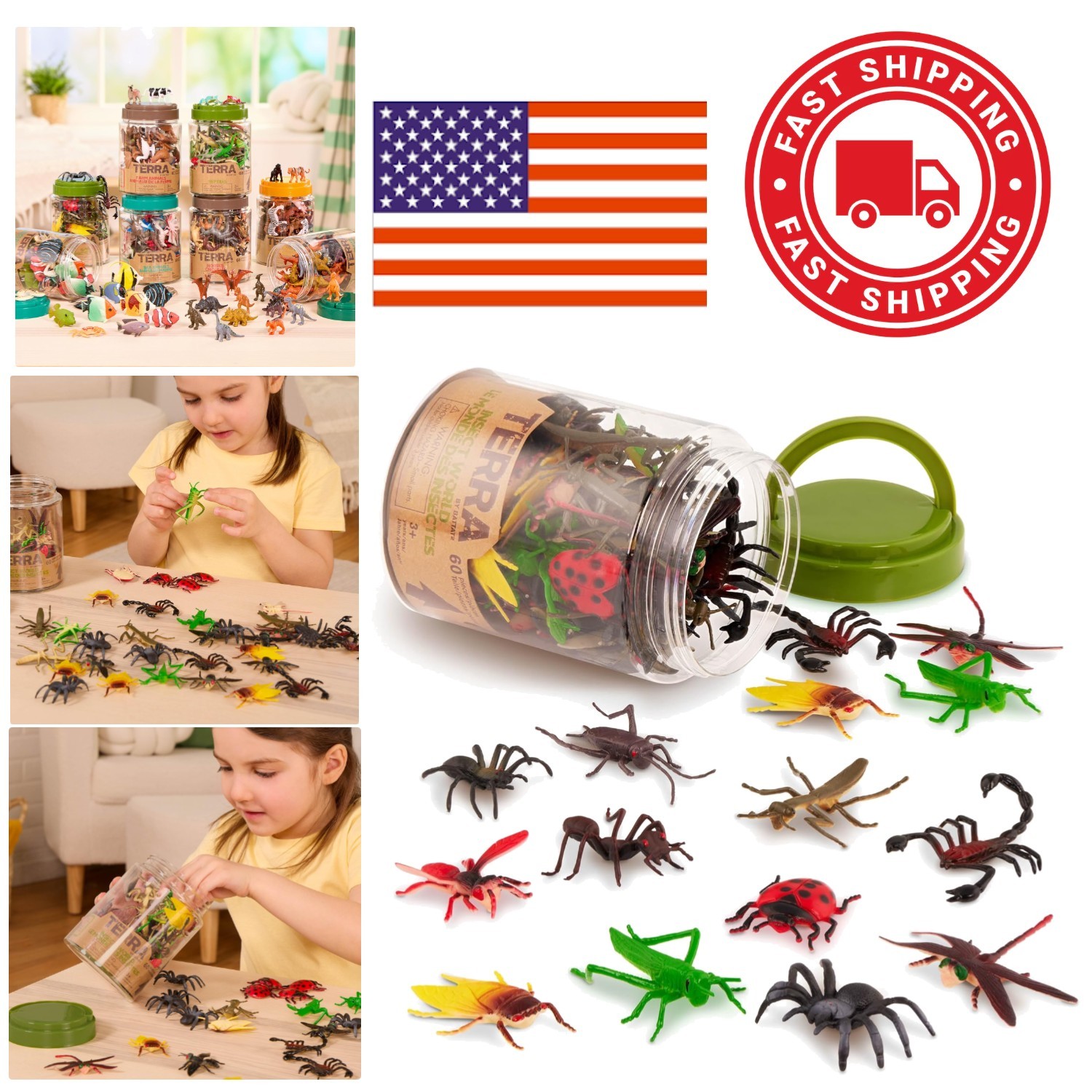 Toddler Friendly Insect Playset 60pcs Mini Animal Figurines for Learning and Fun