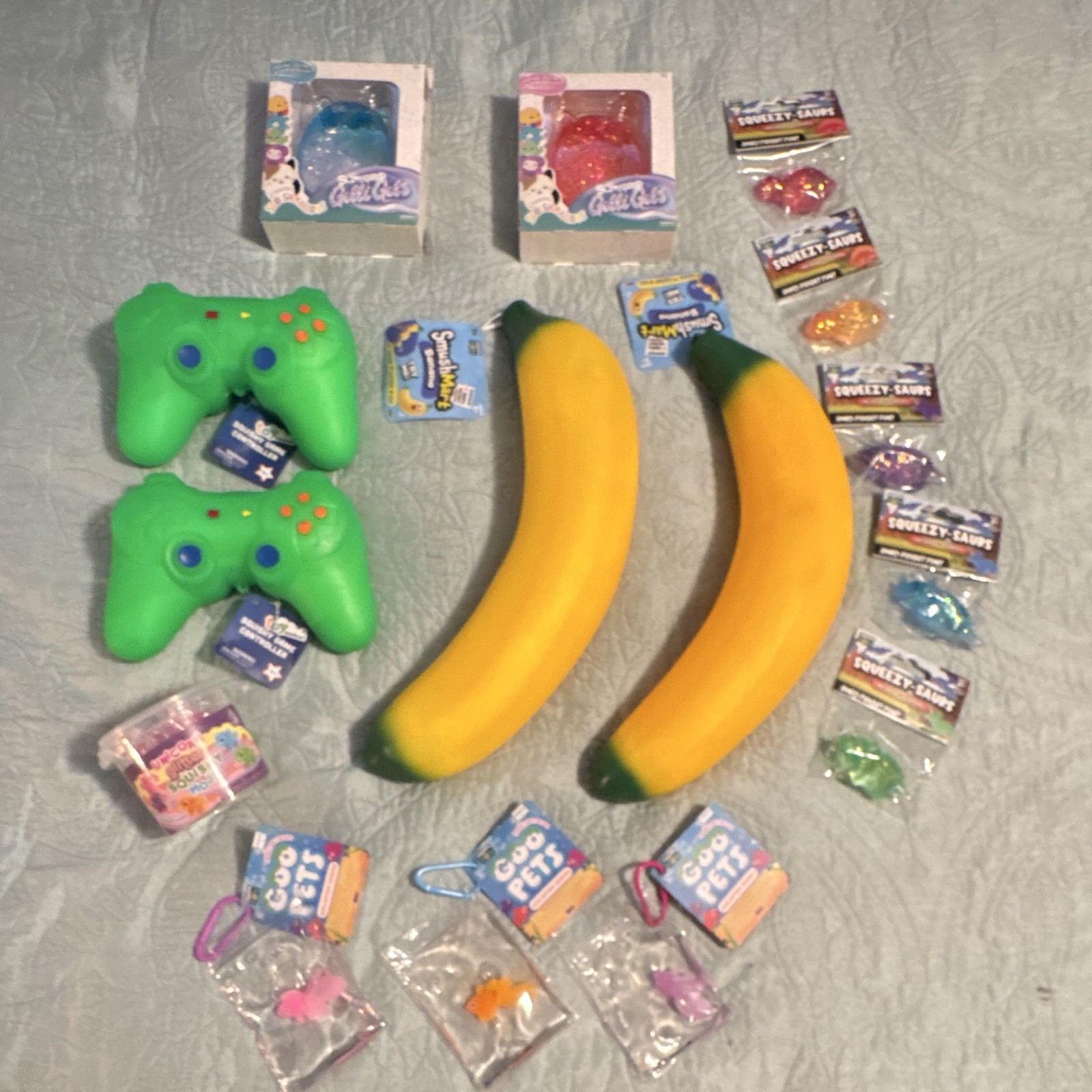 Crazy Fun Squishmallows Fidget Toy Lot: Slime Gloop, Gelli Gels, Squeezy-saurs