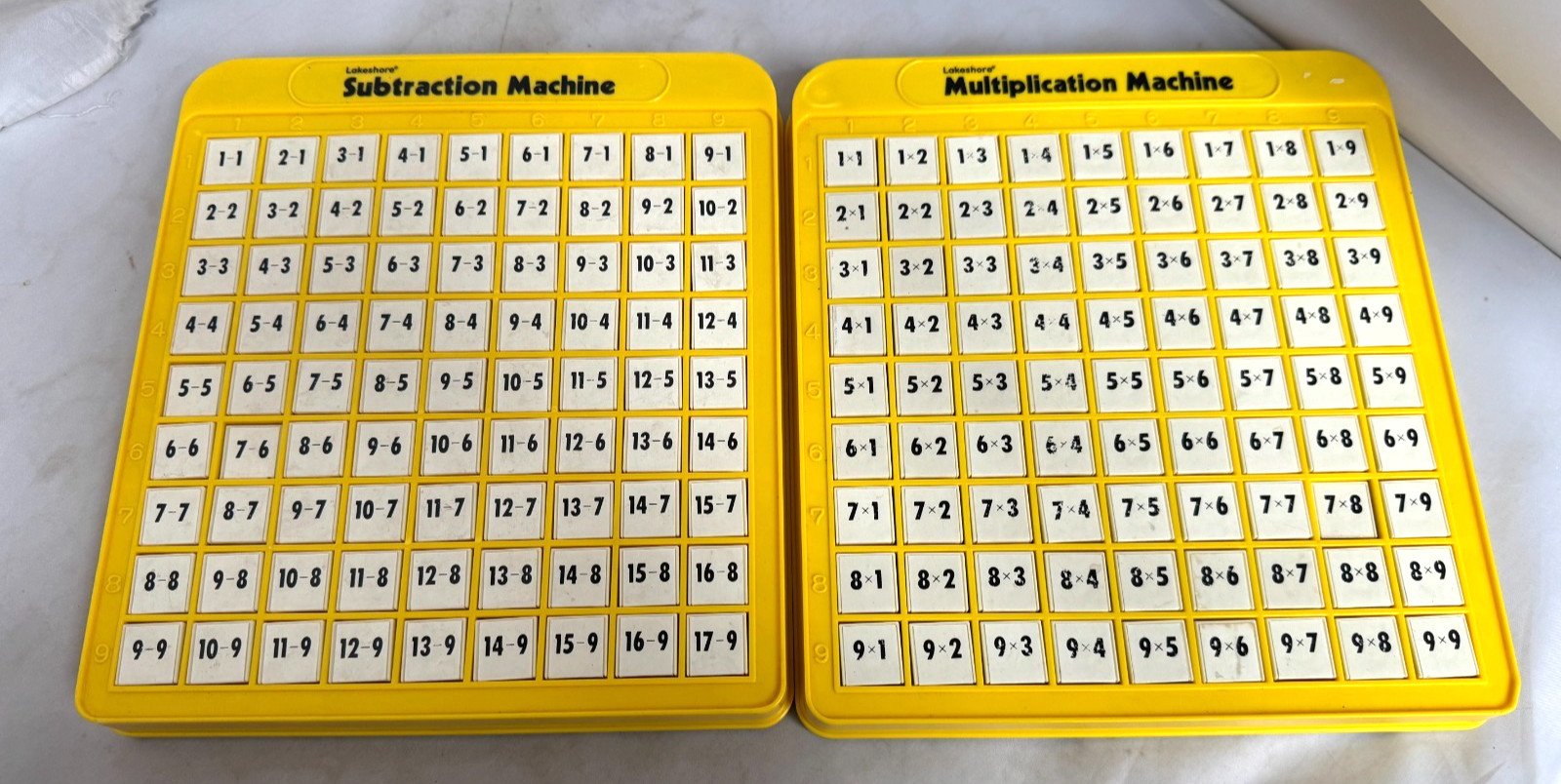 2 Lakeshore Learning Multiplication & Subtraction Math Machine Facts set Clean