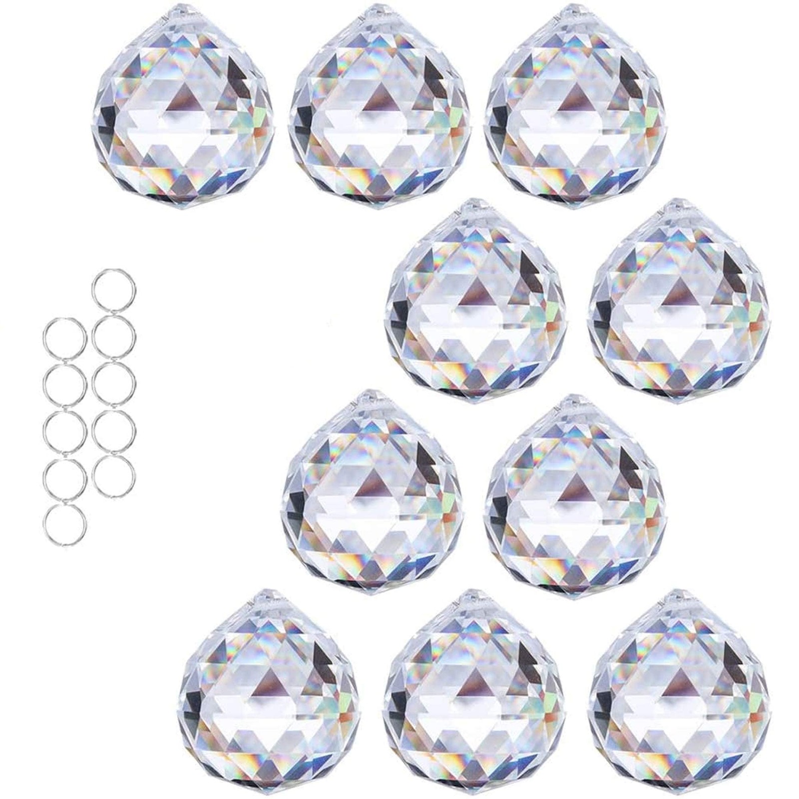 Crystal Ball Prisms 1.57″ Chandelier Suncatcher Rainbow Maker Decor 10 Pack 40mm