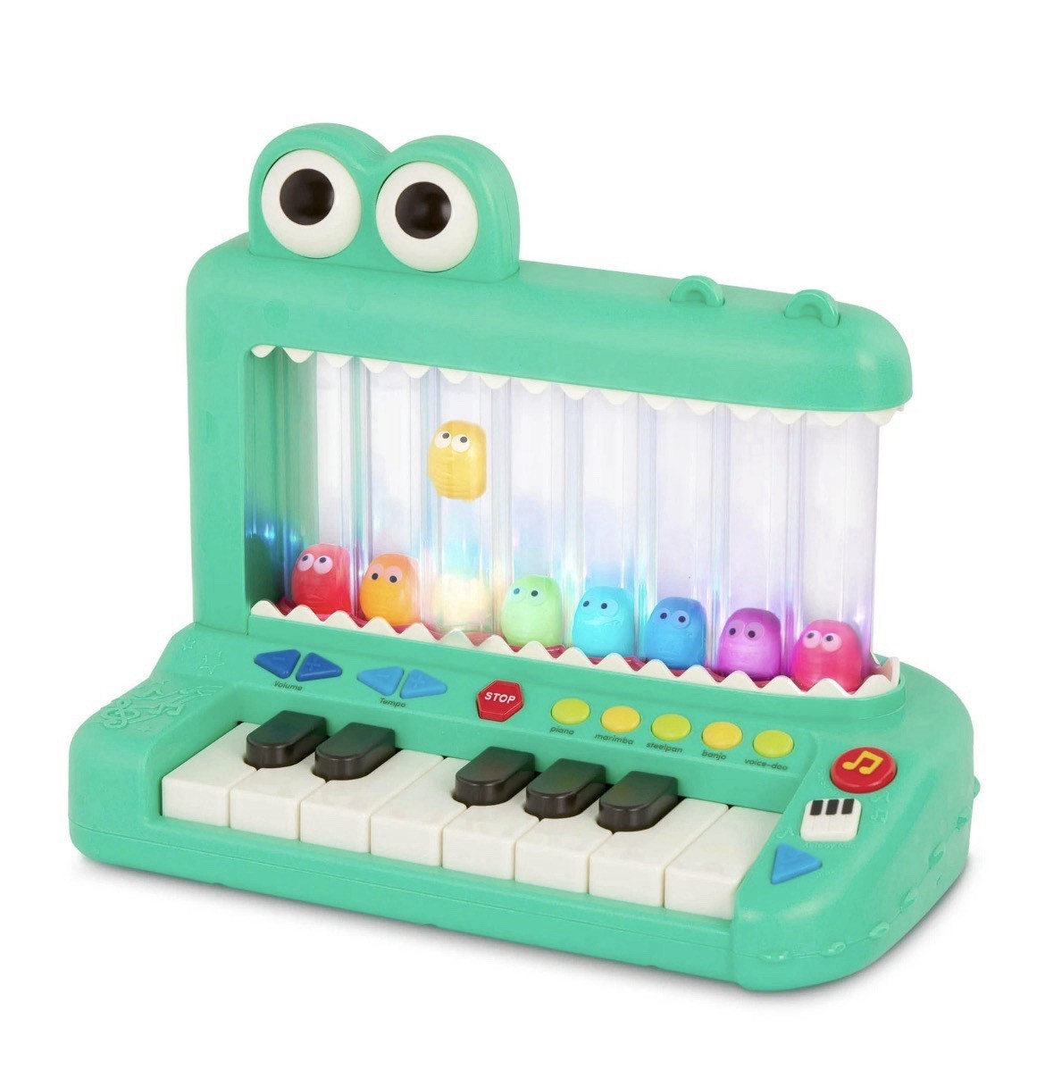 Battat BT1801 Croco Pop Piano Toy Keyboard with Songs, Lights Green WORKS