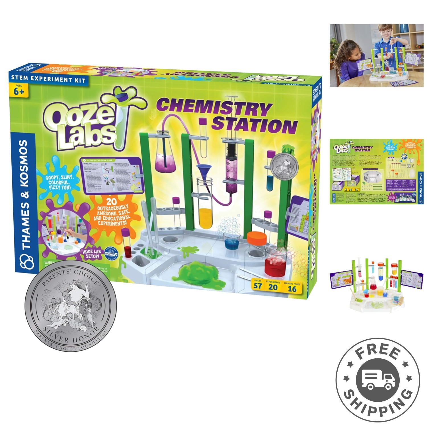 Ooze Labs Chemistry Station Kit – 20 Fun, Non-Hazardous Experiments for Kids