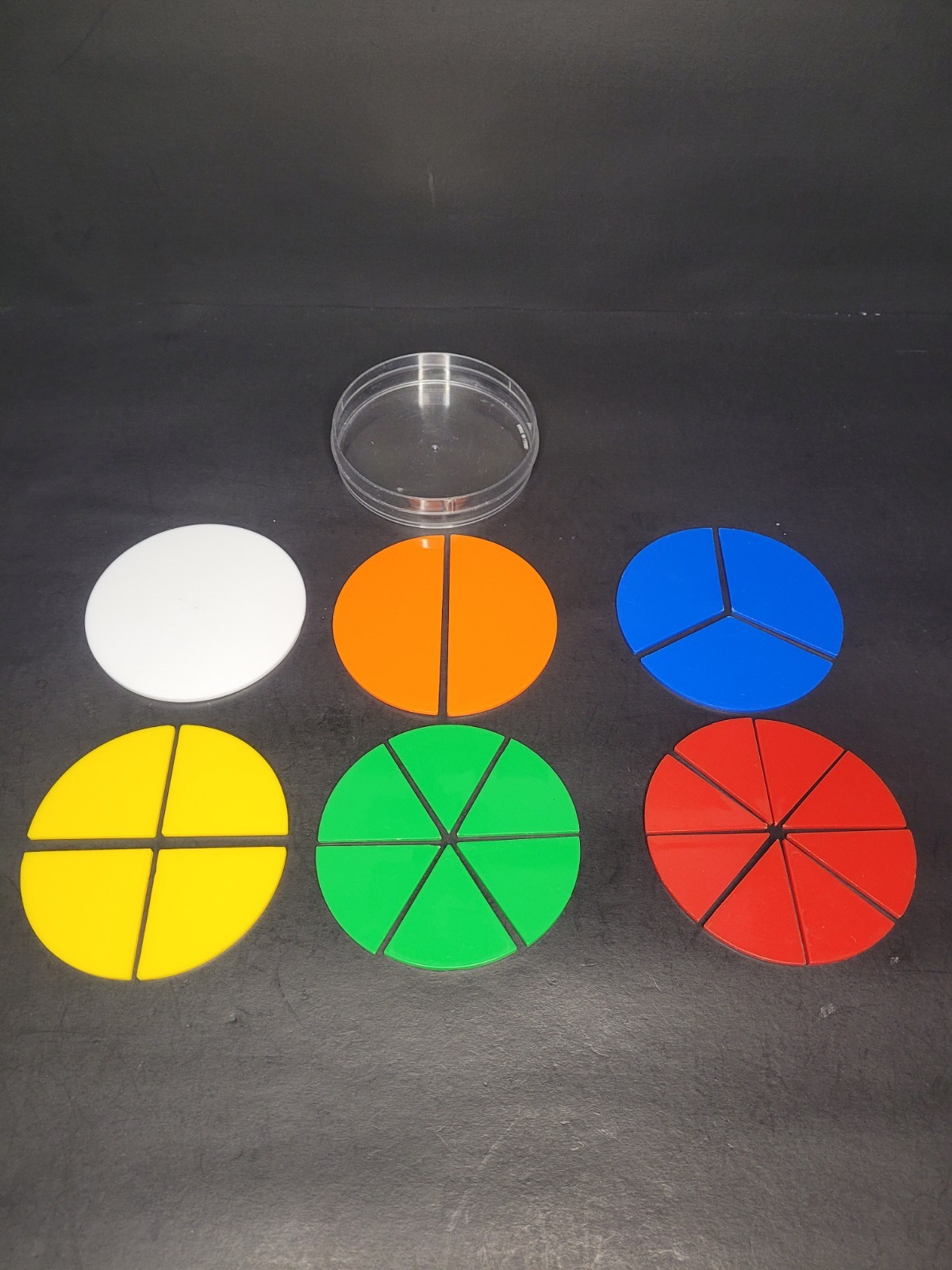 24pc Plastic Fractional Circle Puzzle Color-coded Learning/Development NO LID
