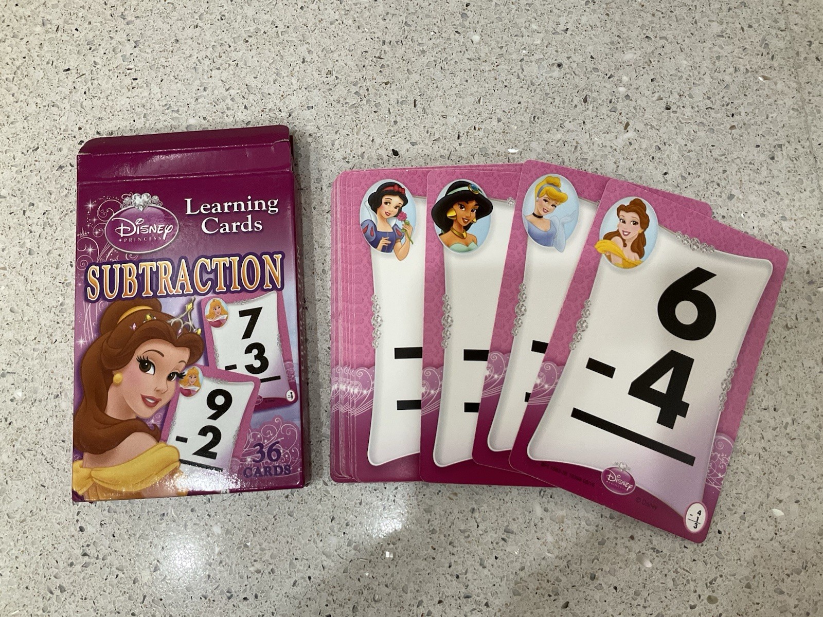 Disney Princess Subtraction Learning Game Cards Educational Flash Cards Math NEW