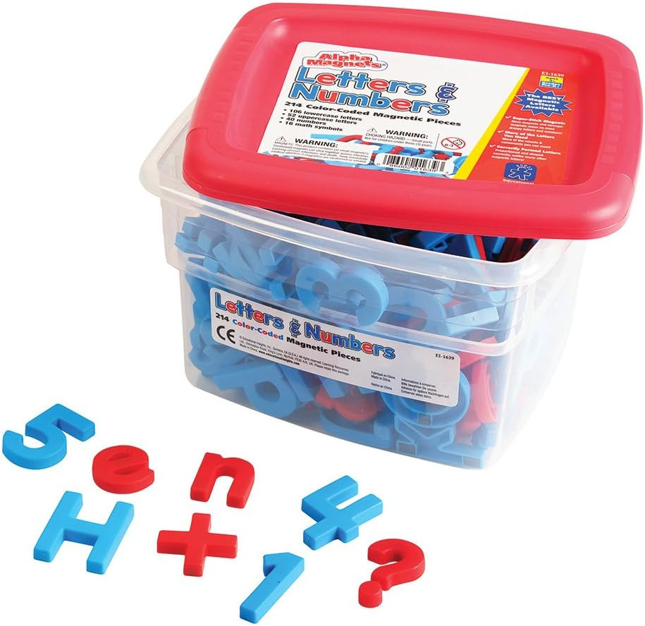 Color-Coded Uppercase & Lowercase Alphamagnets and Mathmagnets, Set of 214 Lette