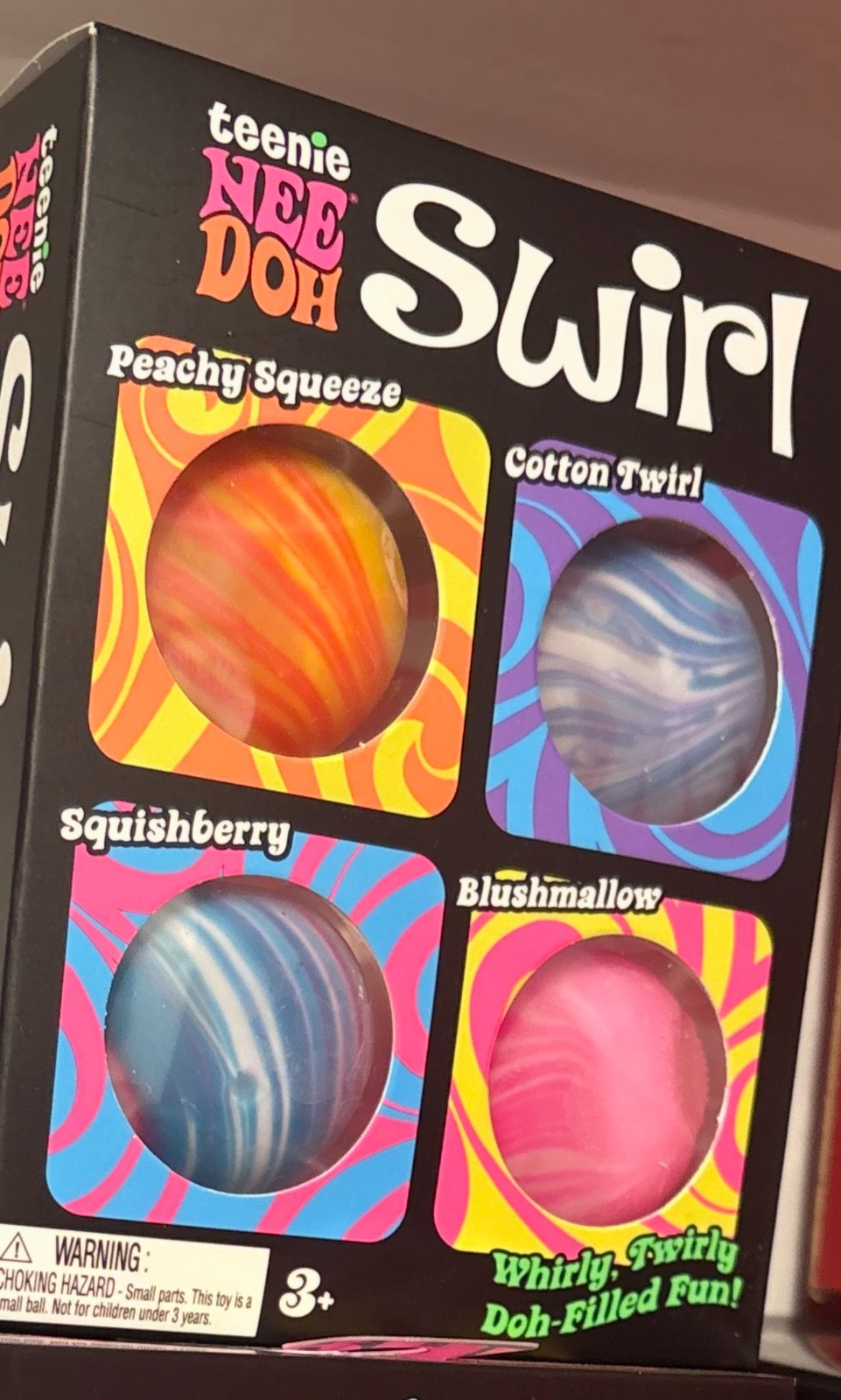 Schylling NeeDoh Teenie Swirl Tactile Squeeze Toy Set, 4 Pack, Multicolor